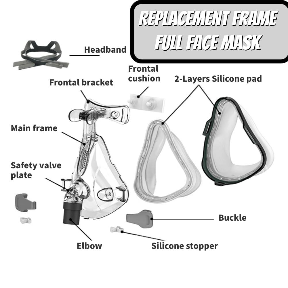 viohead Universal Replacement Full Face Cushion Full Set Include Headgear, Elbows, Frame, Full Face Supplies to Improve Wearing Comfort - Medium (M)