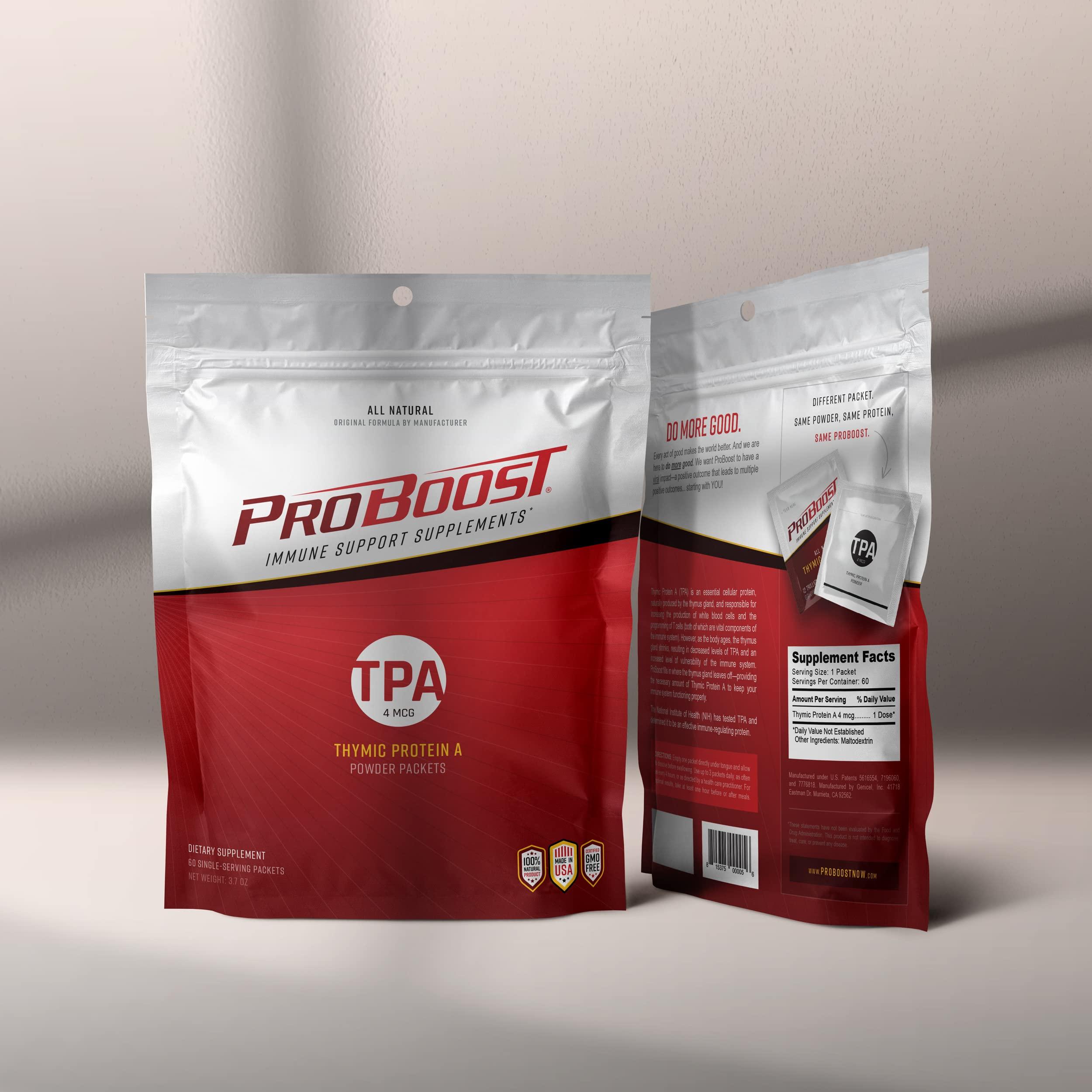 ProBoost ProBoost, 4 McG Thymic Protein A (TPA) Powder Packets - All Natural, Non-GMO, Immune Regulation and Support Supplement - 60 Packets, 4 McG TPA/Serving