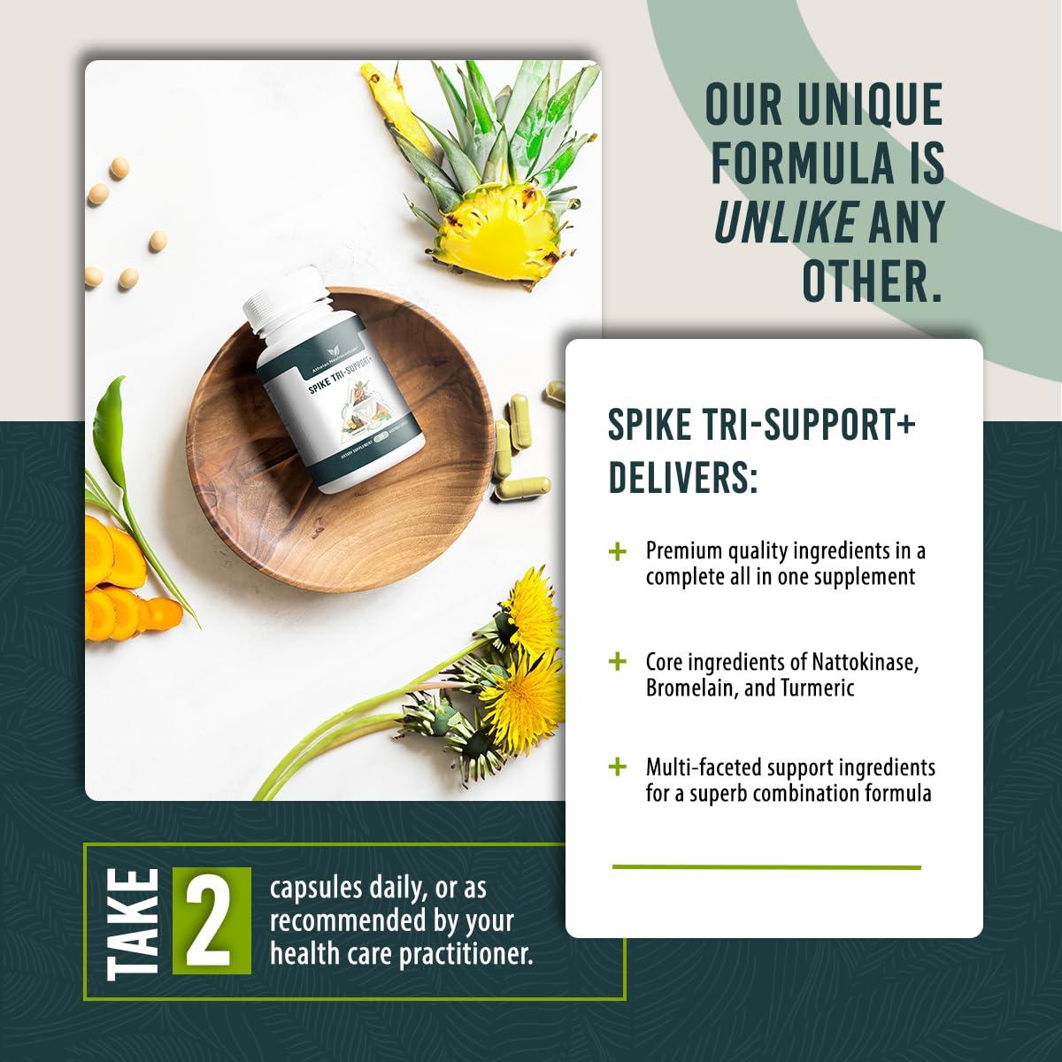 Athelas Neutraceuticals Spike Tri-Support+ with Nattokinase, Bromelain, and Turmeric - Includes Dandelion Extract, Black Seed Extract, Green Tea Leaf, Selenium for A Full Spectrum Spike Support Supplement