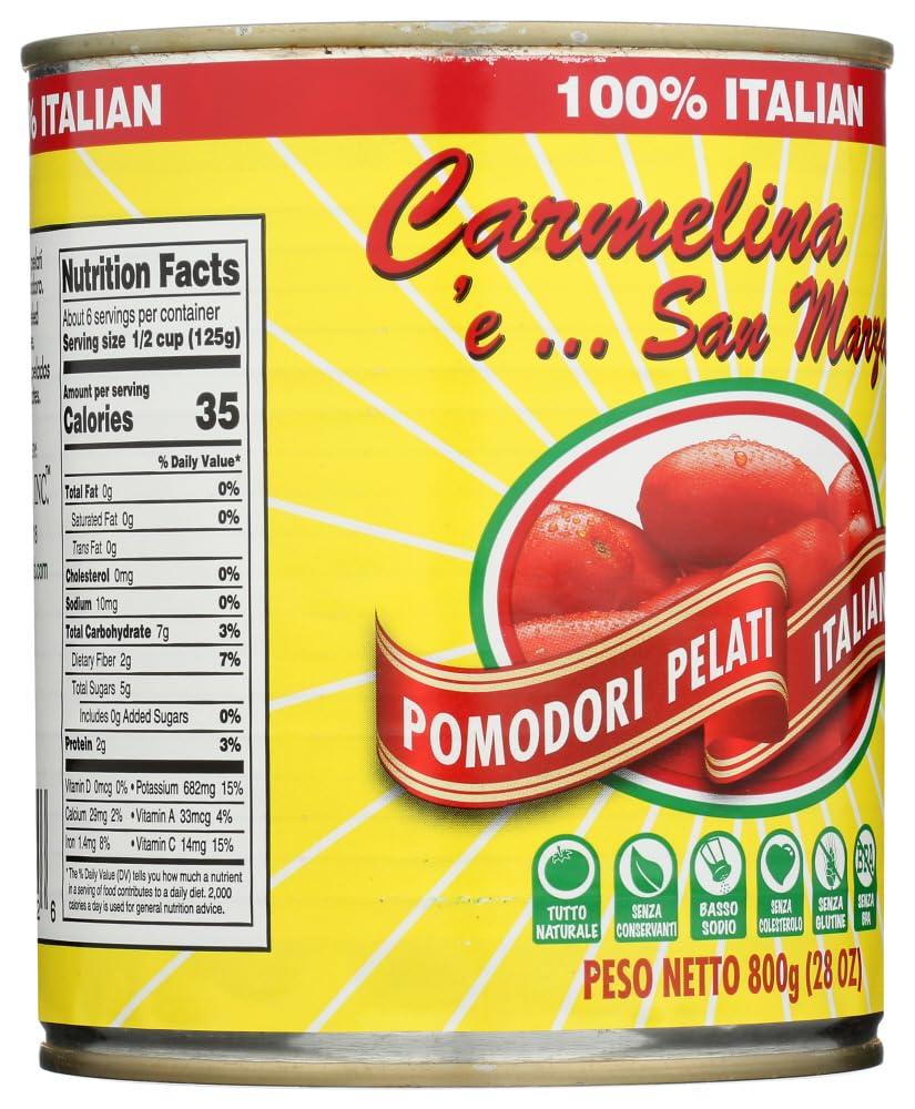 Carmelina Carmelina Italian Whole Peeled Tomatoes in Puree, 28-Ounce (Pack of 6)