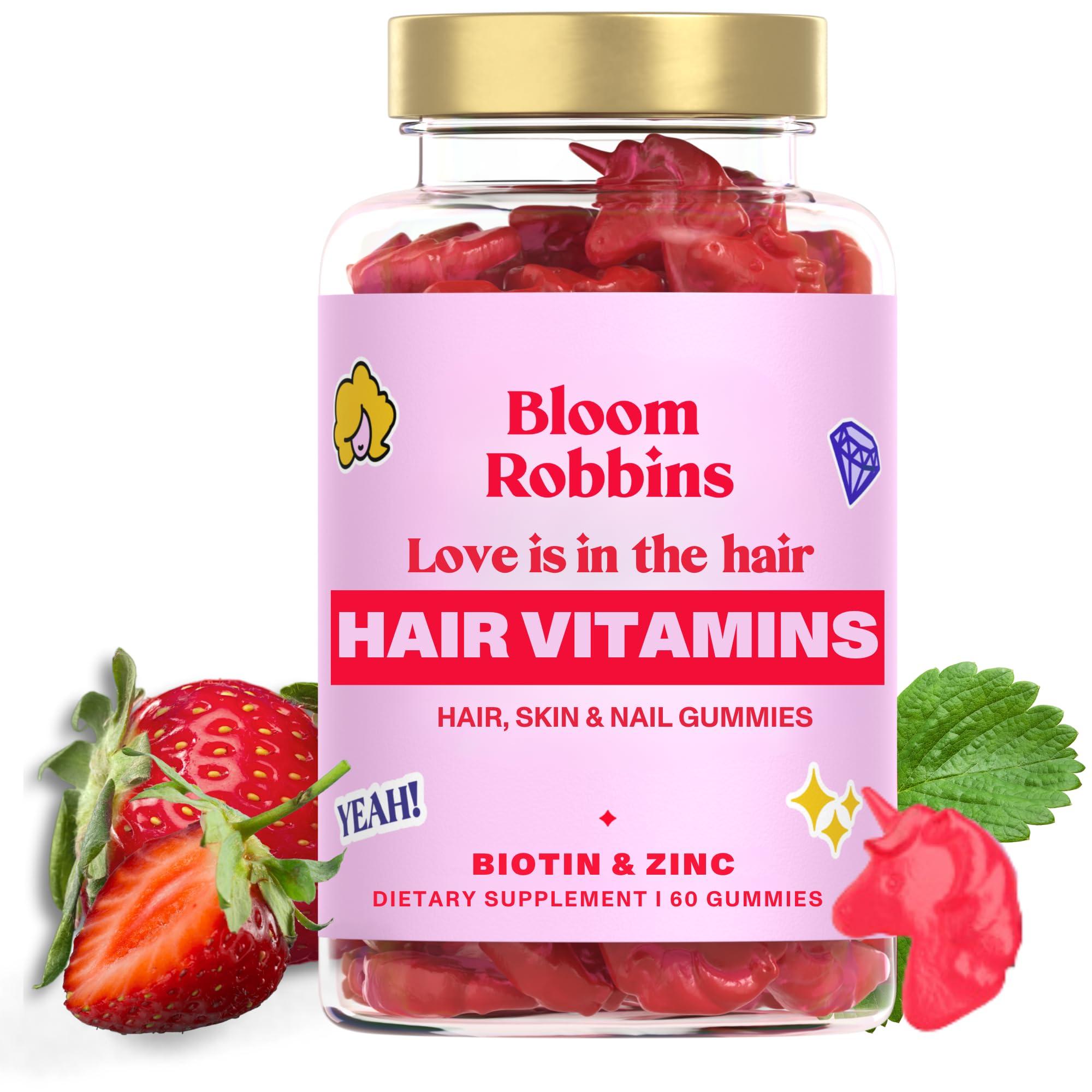 Bloom Robbins Bloom Robbins 60 Hair Gummies for Faster Hair Growth Vitamins for Women & 5000 MCG Non-GMO Vegan Biotin Gummies - Hair Skin and Nails Gummies - Hair Growth Gummies & Hair Skin and Nails Vitamins