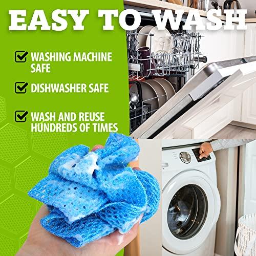 The Crown Choice Non Scratch Dish Scrubbers for Cleaning Dishes (3PK) - Reusable Kitchen Sponge - Replace Dish Sponges for Washing Dishes - Best Household Scrubbing Pad & Alternative Dishwashing Scrub Pads Supplies