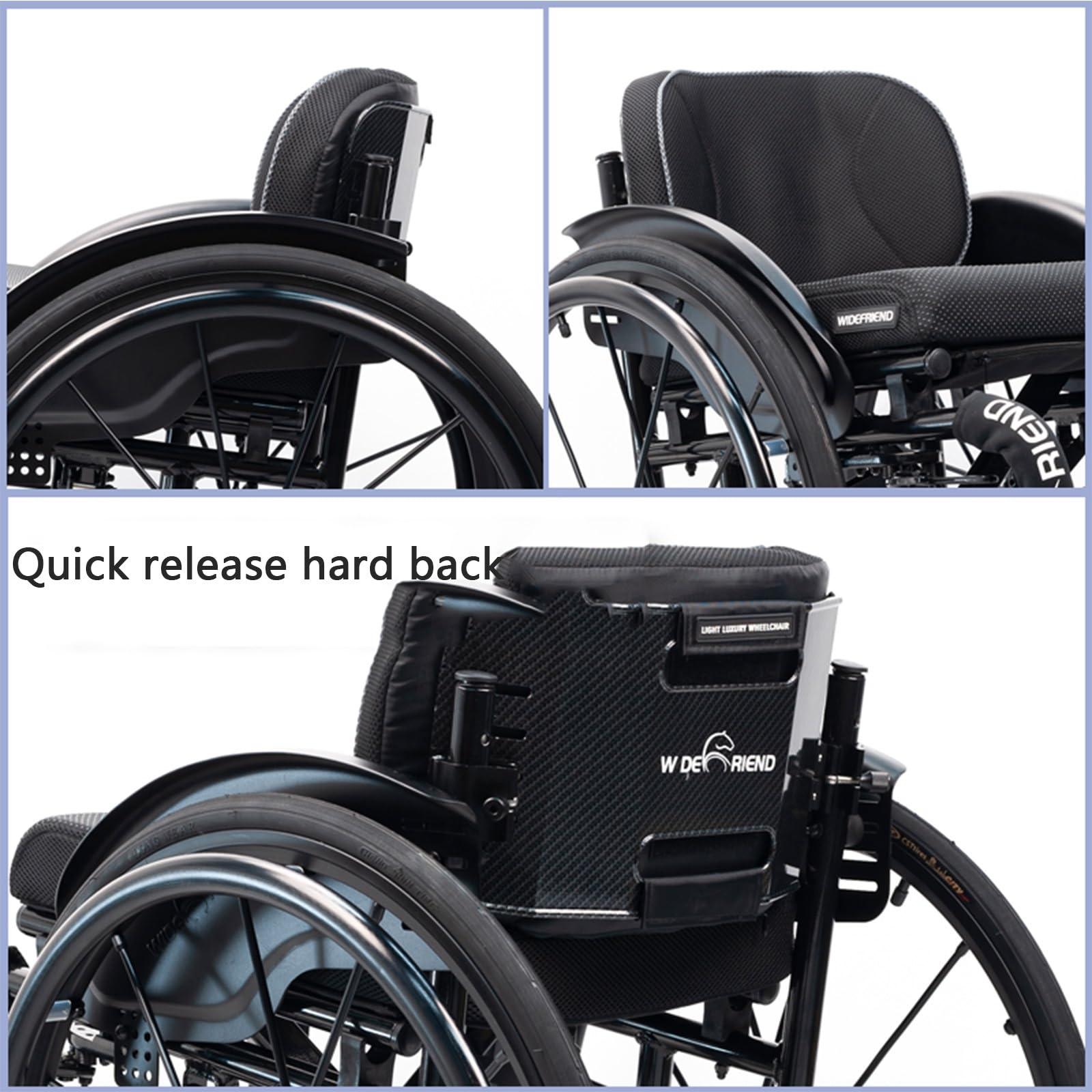 Atduglanix Folding Sports Portable Wheelchairs Aluminum Alloy Wheelchair Manual Wheelchair Handbrakes and Quick Release Rear Wheels & Anti-Tip Wheelsv(Green,Seat width 38cm/14.69in)