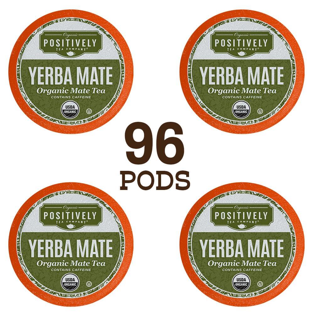 Organic Positively Tea Company Organic Positively Tea Company, Yerba Mate Tea (Unsmoked), K-Cup Compatible, 96 Pods