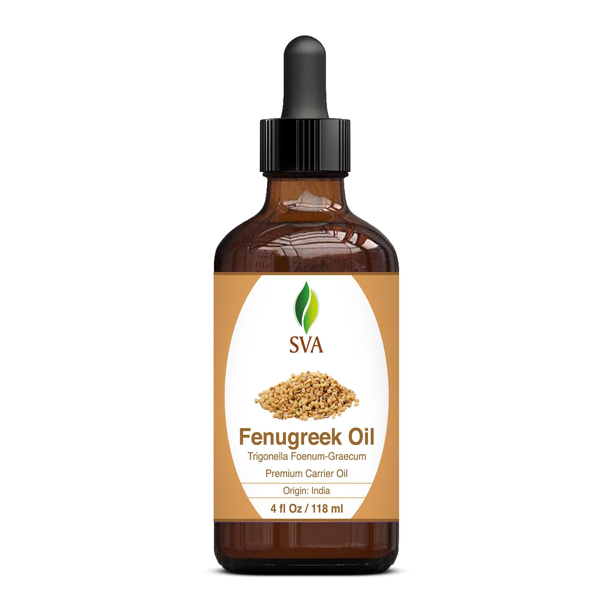 SVA ORGANICS SVA Fenugreek Oil 4oz (118ml) Premium Carrier Oil with Dropper for Hair Care, Hair Oiling, Scalp Massage & Skin Care