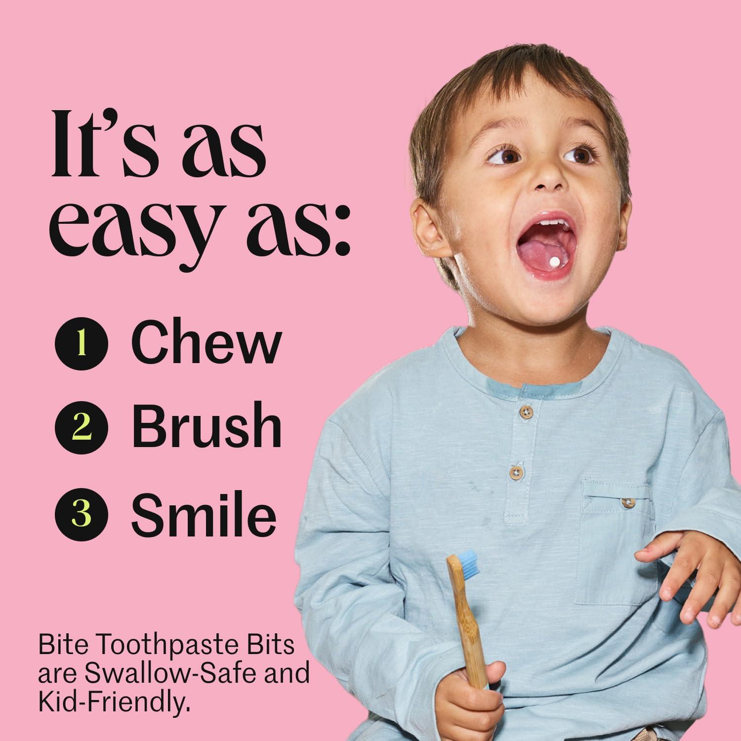 Bite Bite Whitening Toothpaste Tablets Nano Hydroxyapatite & Xylitol (Berry Twist) | Sensitive Teeth & Kid-Friendly | No Fluoride, Vegan, Cruelty-Free | Travel-Size | 2 Bottles (124 Bits) | Made in USA