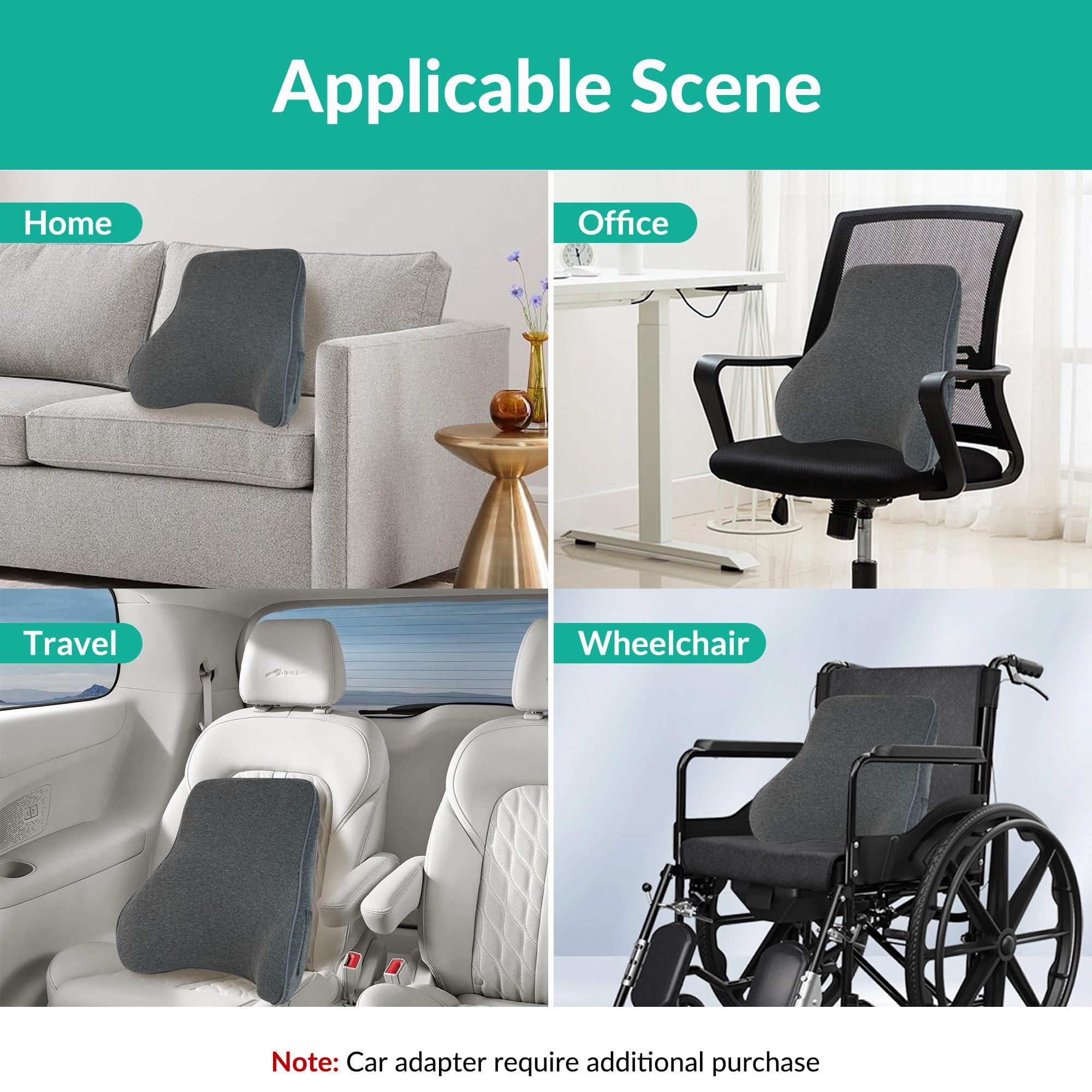 Snailax Snailax Heated Lumbar Support Pillow for Office Chair, Back Support Pillow for Car, Adjustable Heat and Vibration, Ergonomic Back Cushion, Improve Posture & Pain, Lower Back Massager,Gifts