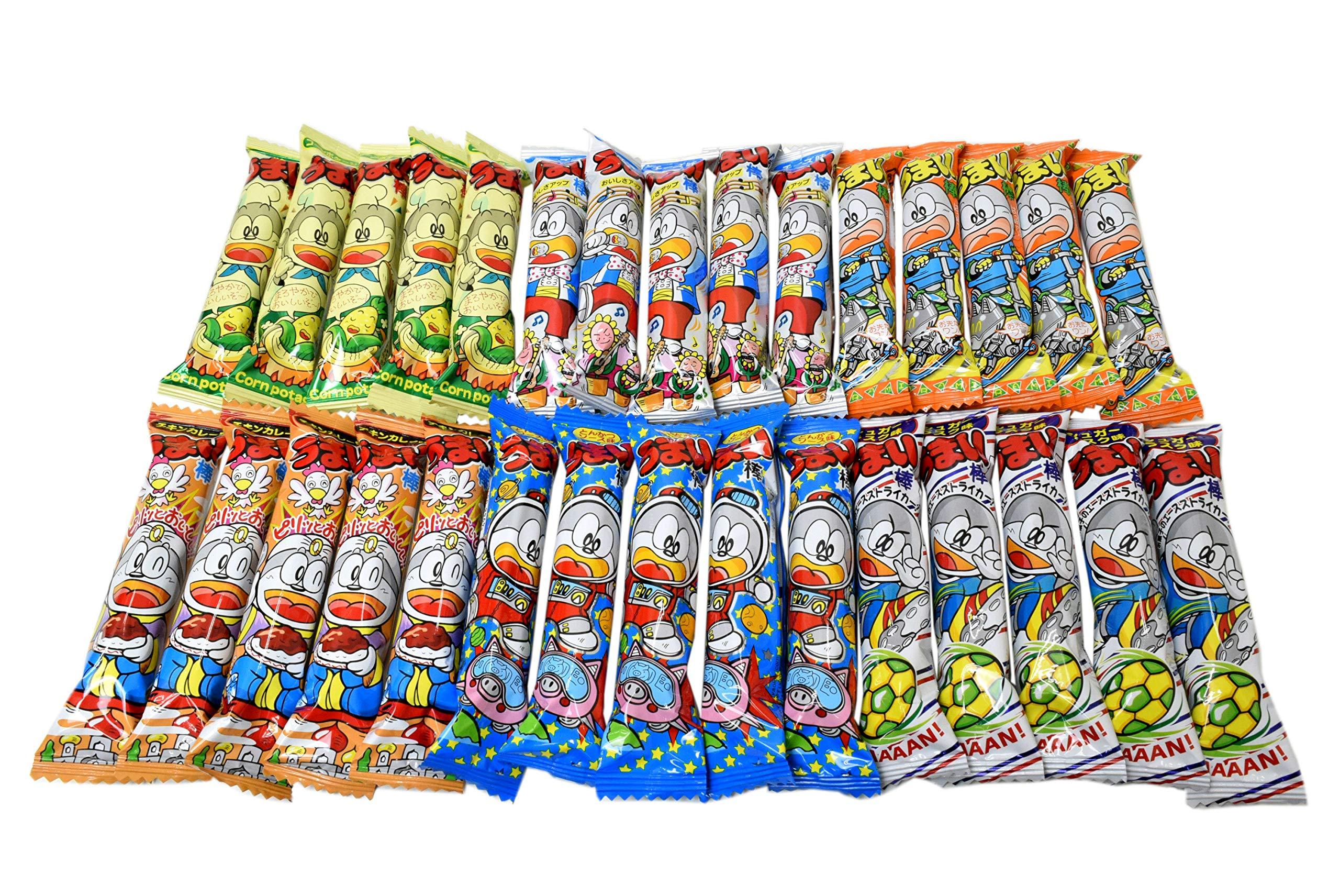 Dagashi Umaibo, Japanese popular snack food, 30 packs(6 taste×5 packs) No.a173