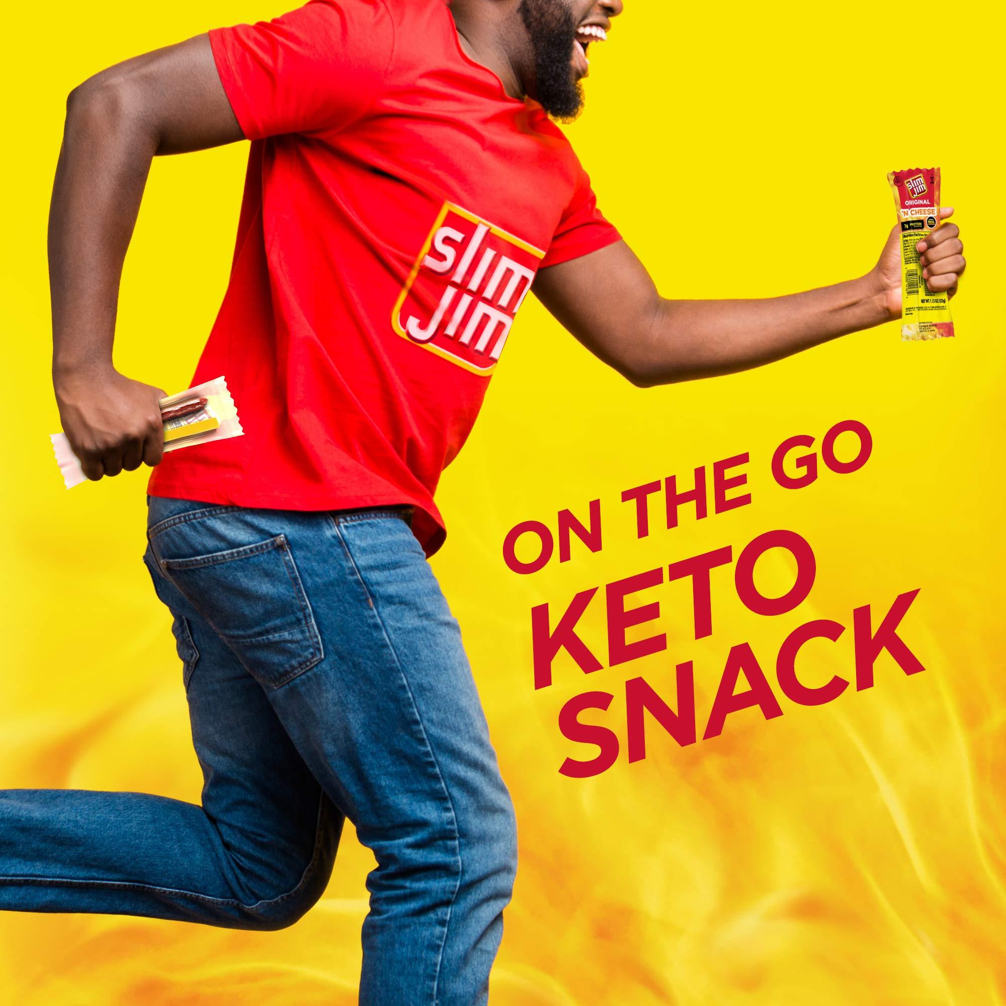 Slim Jim Slim Jim Beef \'N Cheese Smoked Meat Sticks, Original Flavor, 7g Protein Per Serving, 1.15 oz. (14 Count)