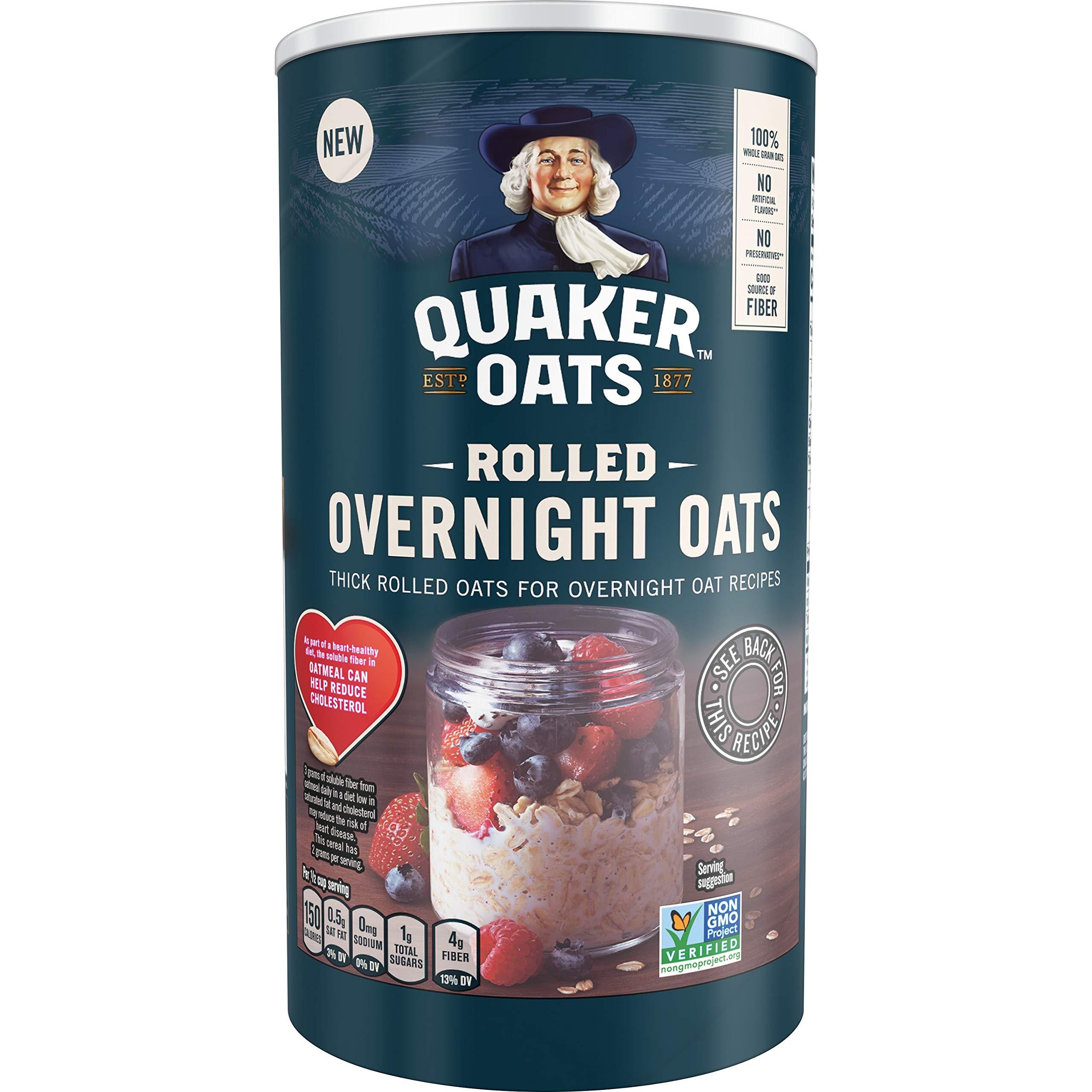 Quaker Quaker Rolled Overnight Oats, 19oz Canister