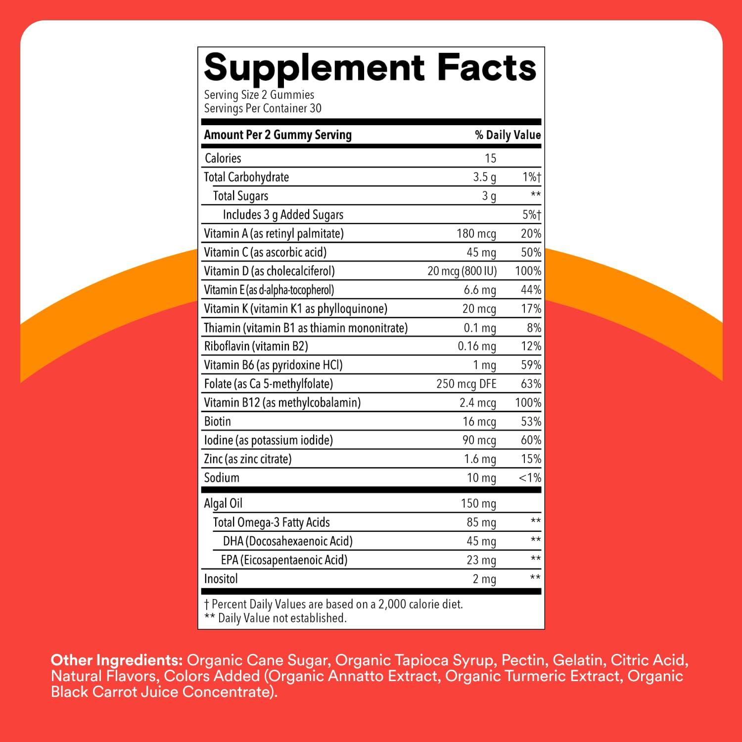 SmartyPants SmartyPants Kids Multivitamin Gummies - Improved Formula: Omega 3 (DHA/EPA), Vitamins D3, C, B12, B6, Vitamin A, K & Zinc, Gluten Free, Three Fruit Flavors, 60 Count (30 Day Supply)
