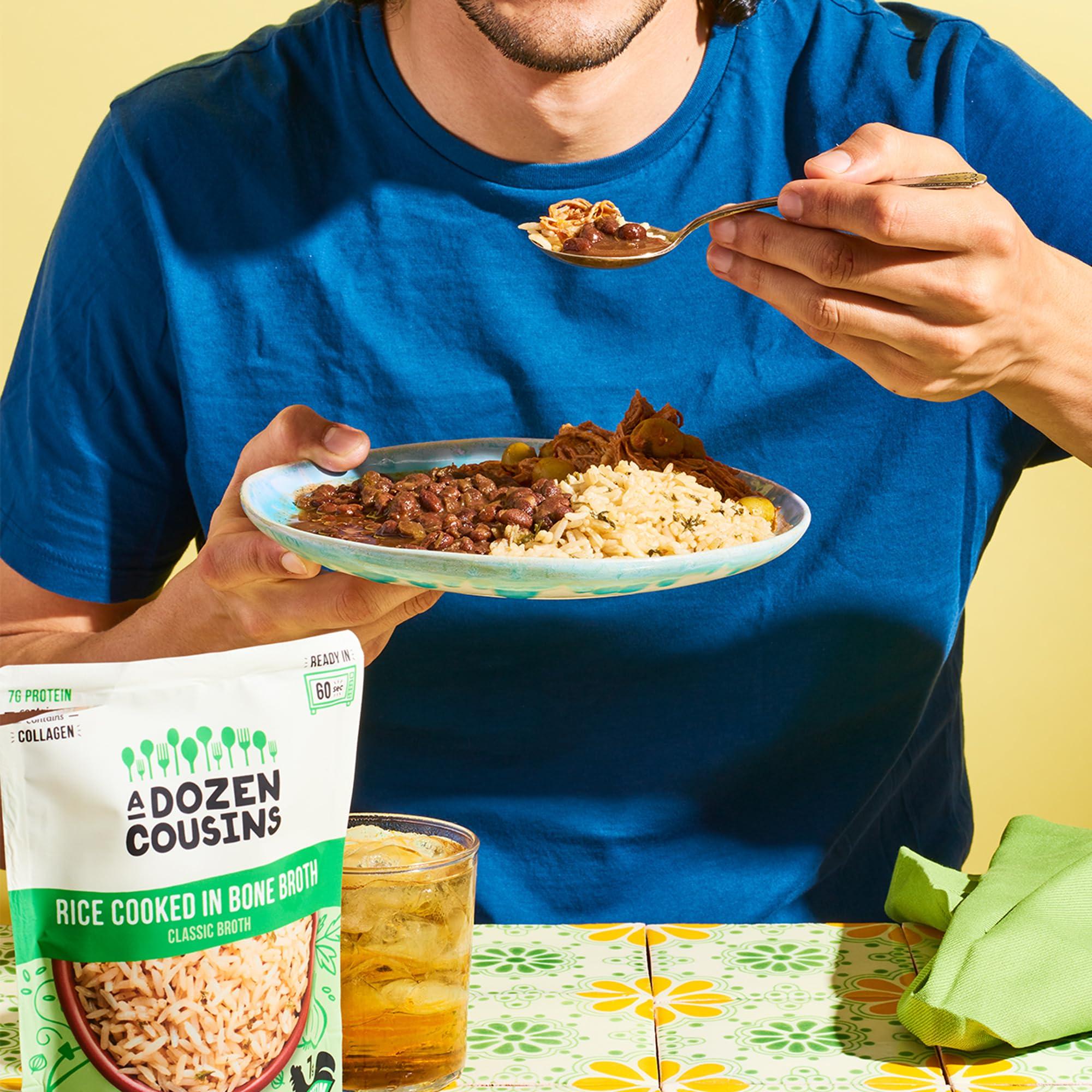 A Dozen Cousins A Dozen Cousins Rice Cooked in Bone Broth Microwaveable Rice Packets | 7g Protein | Contains Collagen (Classic Chicken Broth, 6 Pack)