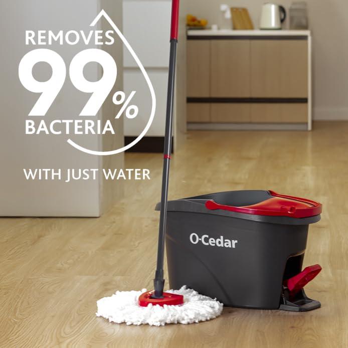 O-Cedar O-Cedar EasyWring Microfiber Spin Mop, Bucket Floor Cleaning System, Red, Gray, Standard