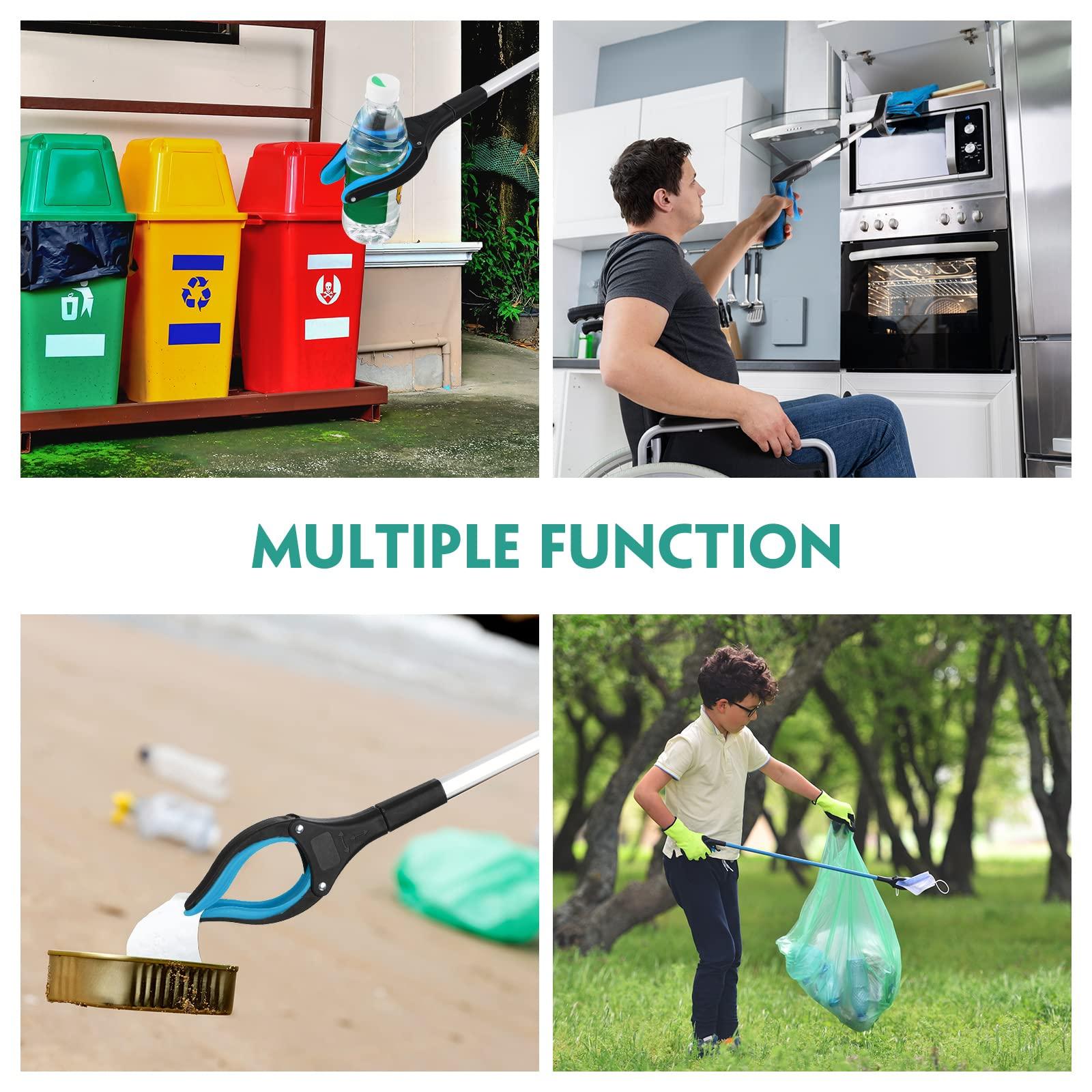 Zopeal 6 Pack Trash Grabber Reacher Tool for Elderly, 32\" Foldable Trash Picker Upper Grabber Long Handy Mobility Aids Lightweight Reaching Tool for Pick Up Stick Arm Extension Litter Claw Picker (Blue)