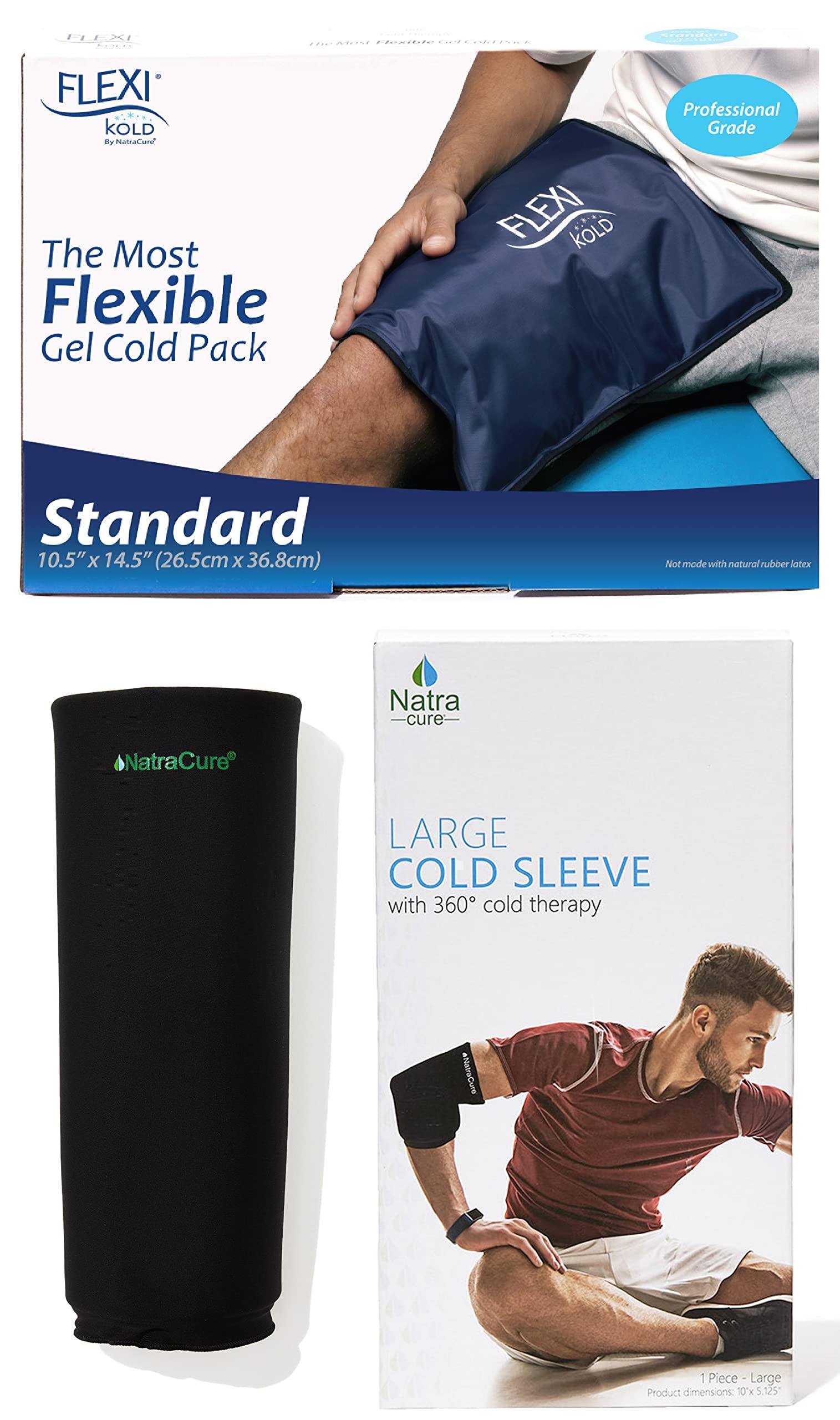 NatraCure FlexiKold Large Gel Ice Pack and NatraCure Gel Cold Sleeve Wrap - Size: Large