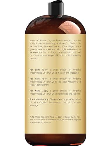 Handcraft Blends Handcraft Blends Organic Fractionated Coconut Oil - 28 Fl Oz - 100% Pure and Natural - Premium Grade Carrier Oil for Skin and Hair - Hair and Body - Massage
