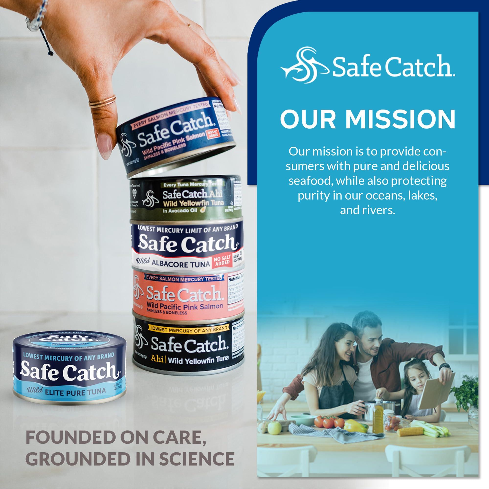 Safe Catch Safe Catch Canned Lowest Mercury Limit Albacore Tuna Fish No Salt Added, Wild Caught, Gluten-Free, Kosher, Whole30 Approved, Keto, 5oz Can, 6-Pack