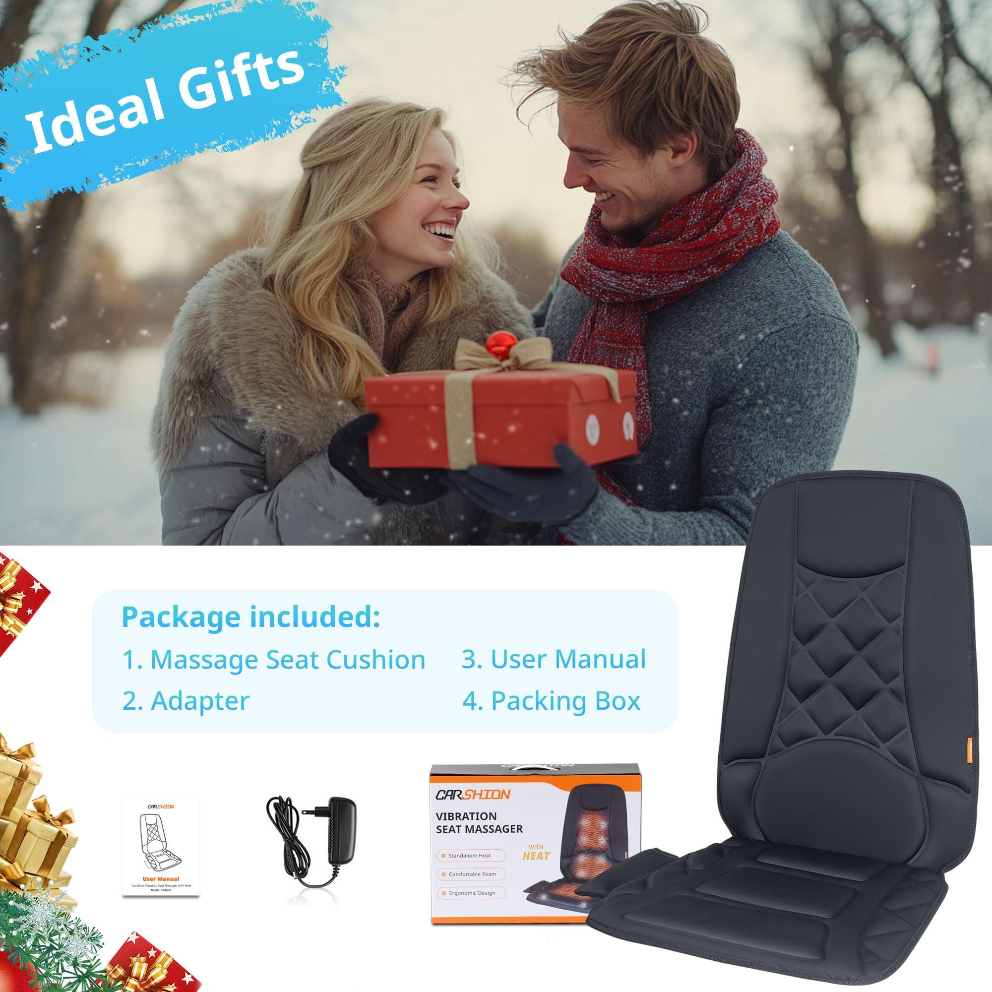 CARSHION CARSHION 10 Vibration Motors, Massage Seat Cushion with Heat,Back Massager for Chair Back Massager Heated Seat Cover Massage Chair Pad for Pain Relief Home Office Use