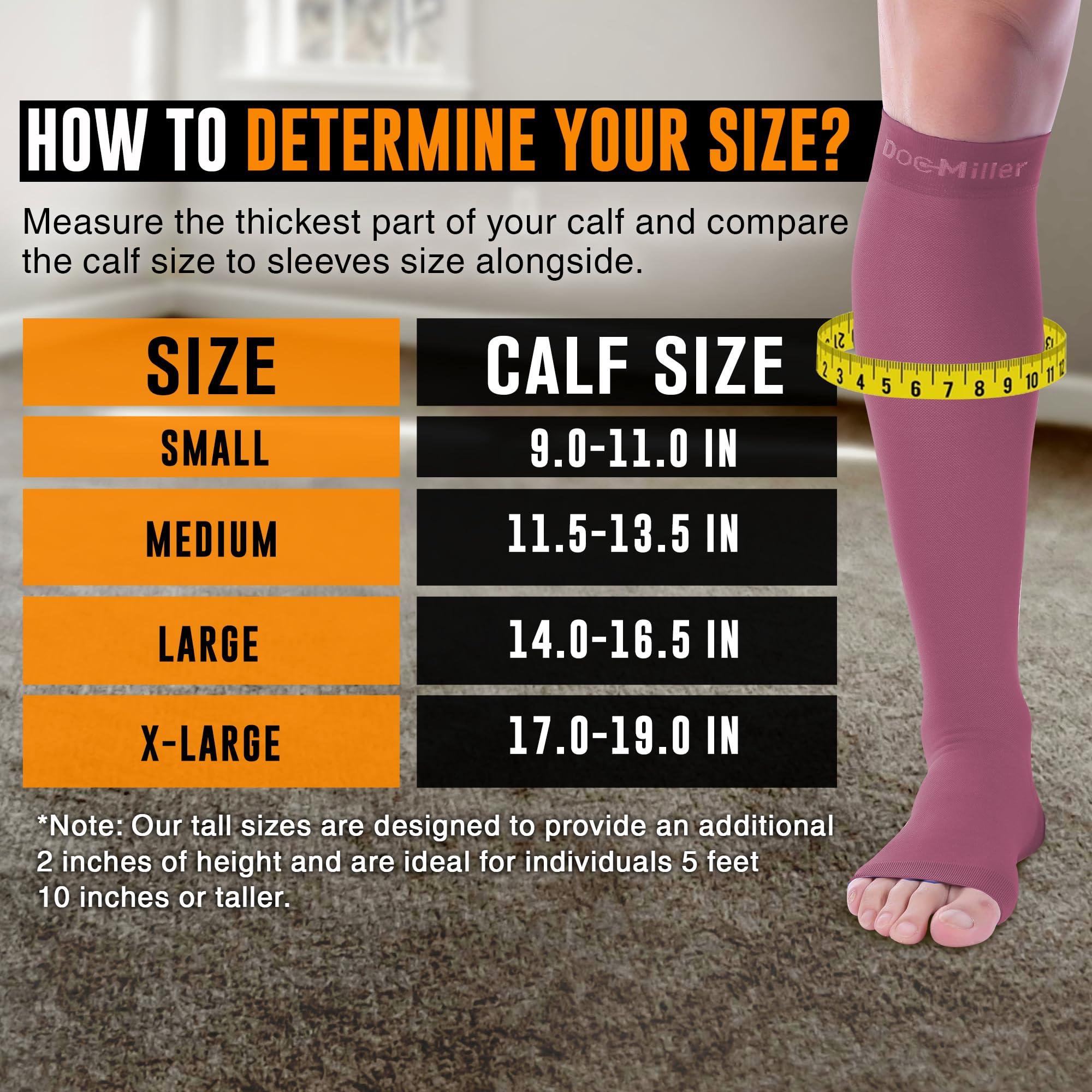 Doc Miller Doc Miller Open Toe Compression Socks, 20-30 mmHg, Toeless, Support Circulation, Shin Splints, Calf Recovery, Post Op, Knee High, Medical Grade, Maroon Socks, Small Size for Men & Women, Pair