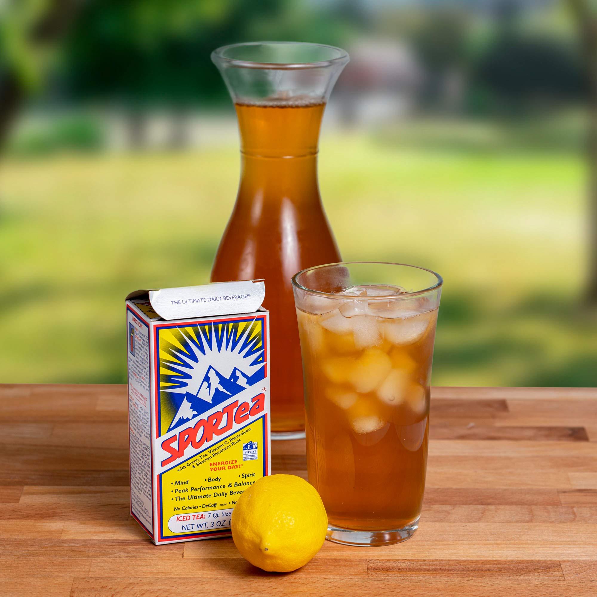 SPORTEA SPORTea Iced | Decaf Energy Drink with Green & Black Tea, Vitamins, Minerals, Electrolytes, Yerba Mate, Siberian Ginseng | 7 Cold Brew Tea Bags | Healthy, Easy | 2 Pack