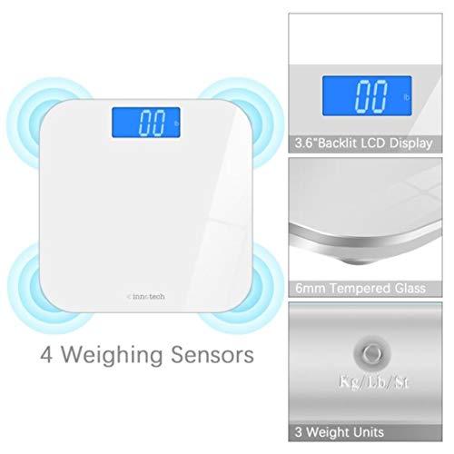 Innotech Innotech Digital Bathroom Scale with Easy-to-Read Backlit LCD (White)