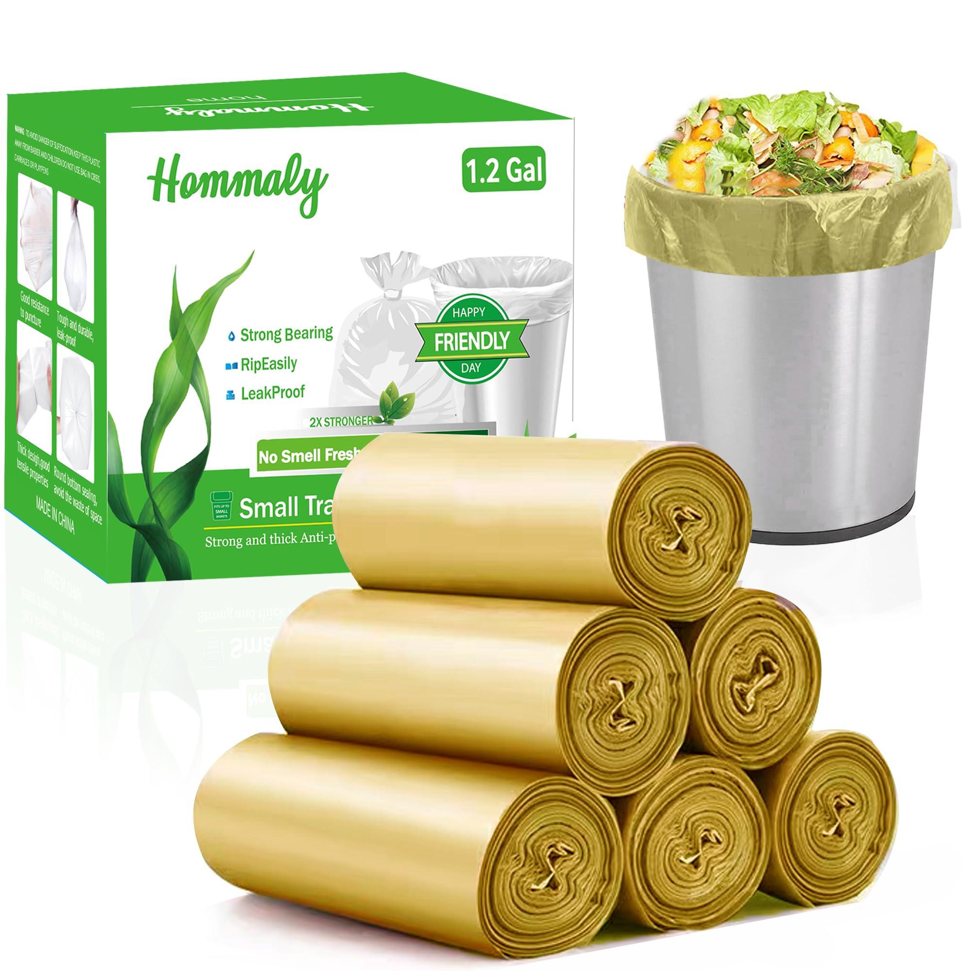 Hommaly Hommaly 1.2 Gallon 240 pcs Small Golden Trash Bags, Strong Garbage Bags, Bathroom Gold Trash Can Bin Liners Unscented, Mini Plastic Bags for Office, Waste Basket Liner, Fit 4.5 Liters, 0.5-1.2 Gal