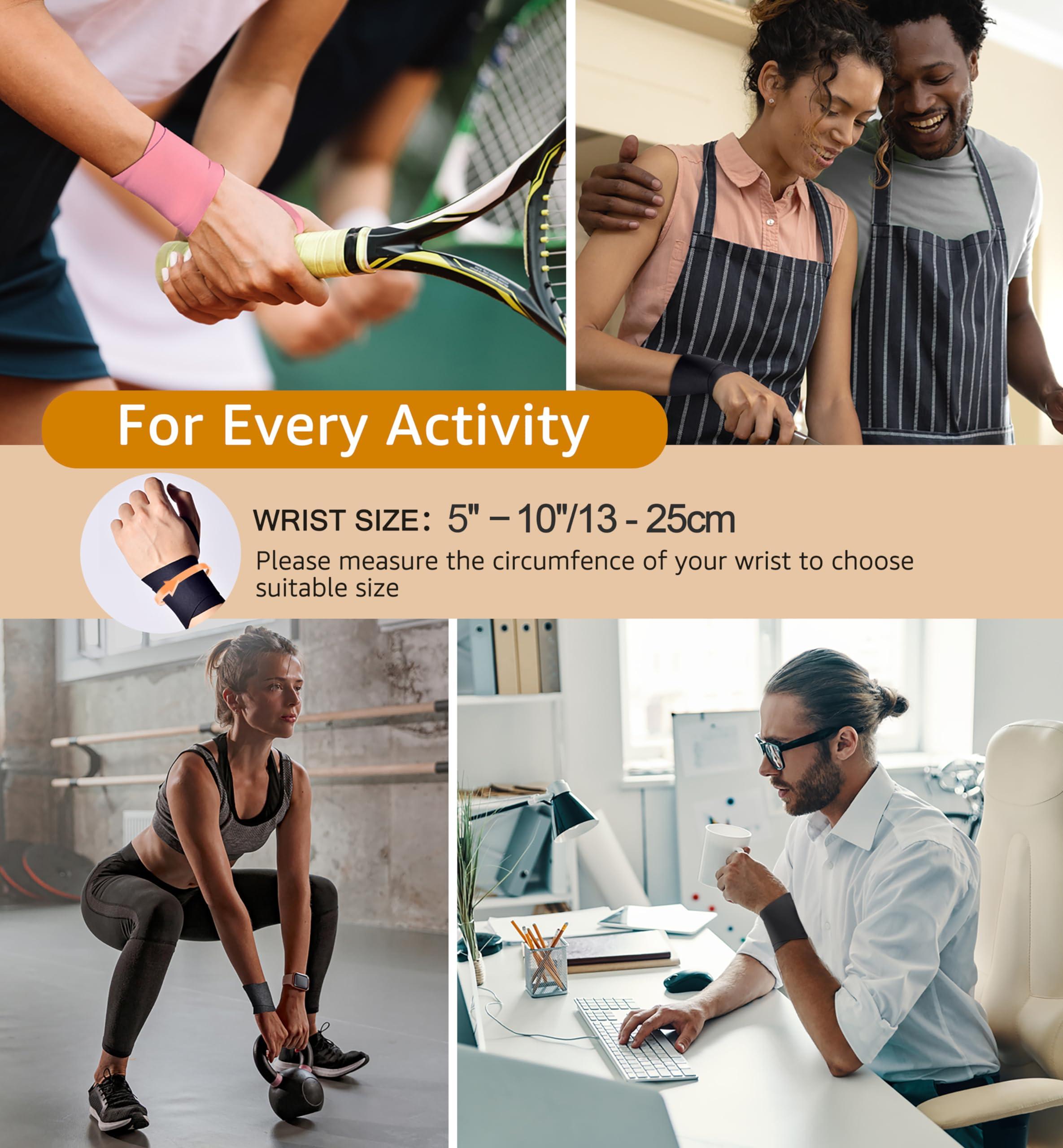 HGBOO HGBOO Ultra Thin and Soft Wrist Brace Wrist Wraps for Men and Women, Adjustable Wrist Support for Basketball Tennis Badminton Yoga Carpal Tunnel Syndrome, Pack of 2 (Pink)