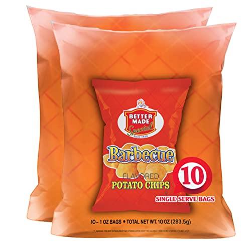 Better Made Better Made Special Original & BBQ Flavor Potato Chips 2 Ten Packs (20) x Lunch Snack Bags 1oz (10 of Each Flavor) - Gluten Free - Family Owned in Detroit - Variety Pack