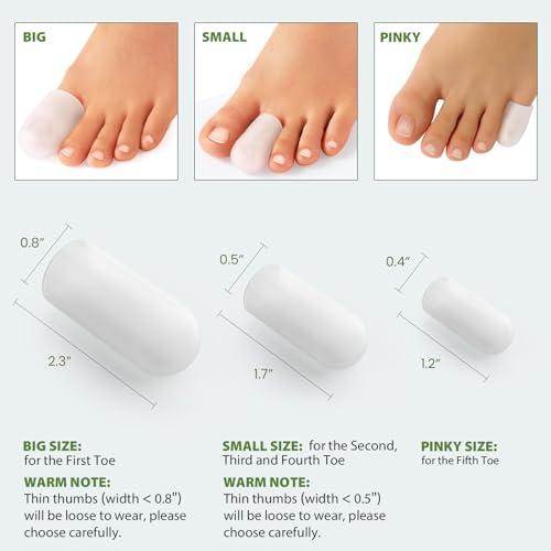 Bukihome Bukihome Gel Big Toe Caps and Protectors - 8 Pack Silicone Toe Protectors with Aloe Vera Extract - Toe Sleeves Cushions for Women & Men - Protect Corns, Blister - Large