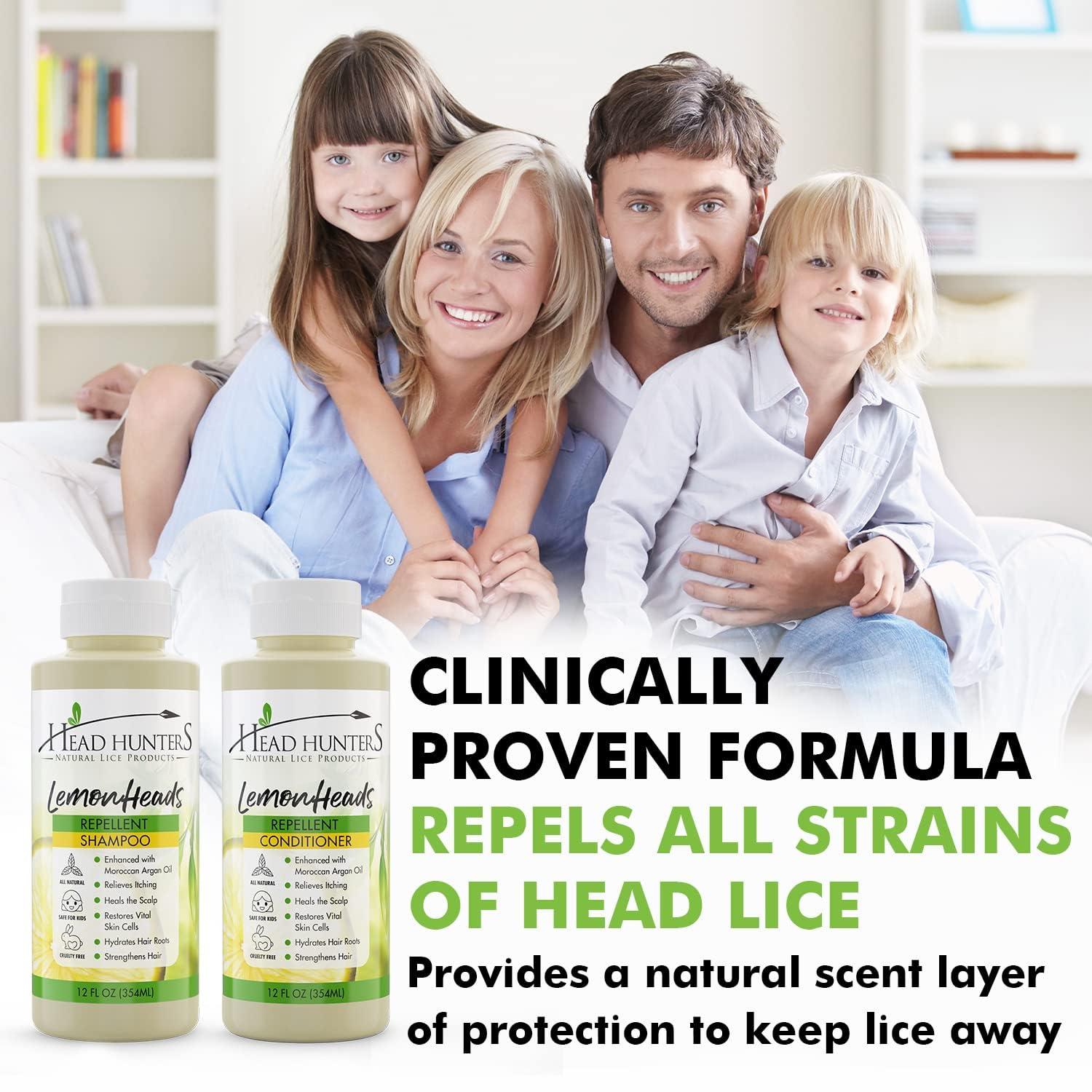 Head Hunters Natural Lice Products Lemon Heads Natural Lice Prevention Shampoo and Conditioner - Safe for Kids and Adults, 12 Ounce