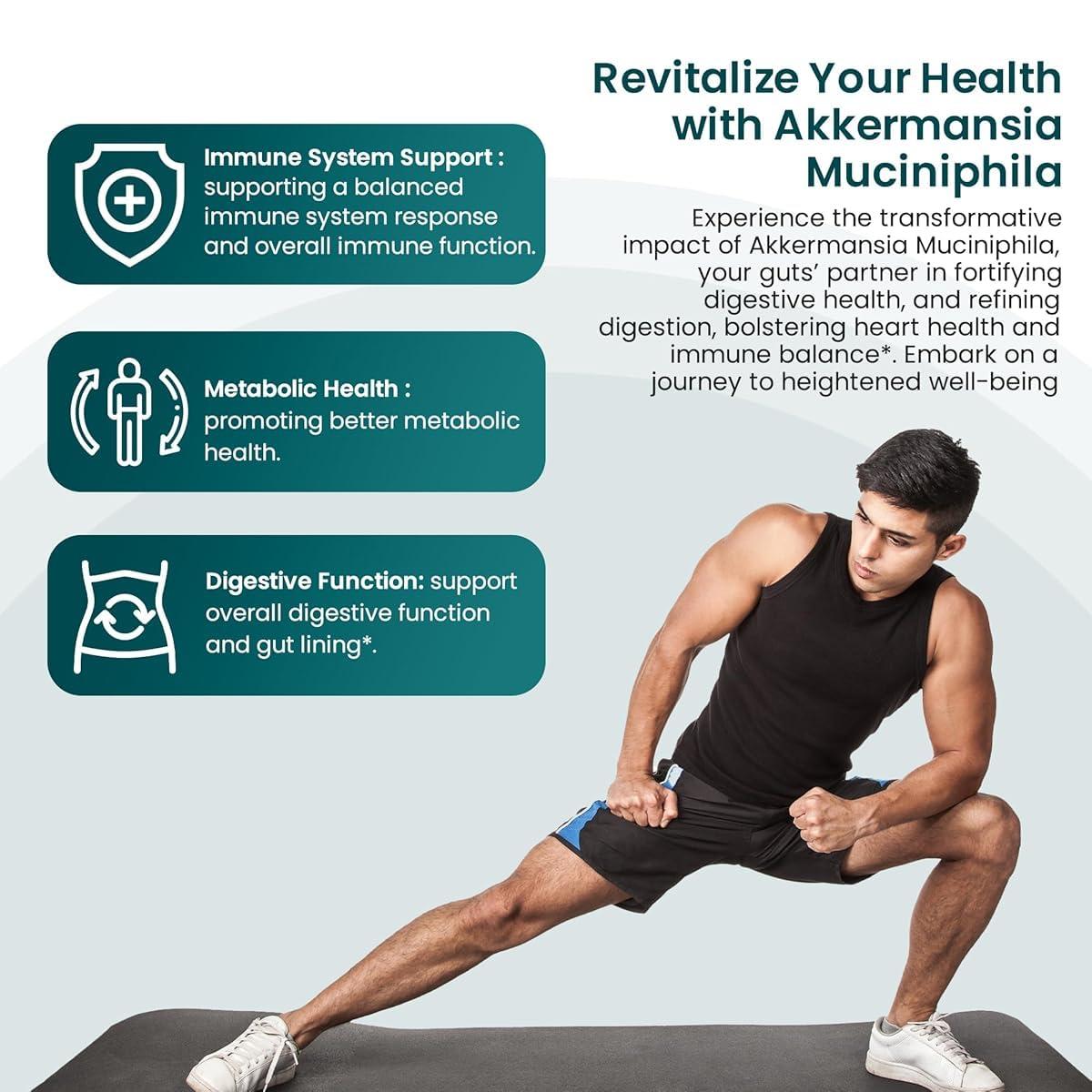 UpNourish Akkermansia Muciniphila Probiotics for Digestive Health - 5 Billion TFU Akkermansia Probiotic for Leaky Gut Repair and Immunity, Prebiotics and Probiotics for Women and Men, 60 Vegan Capsules