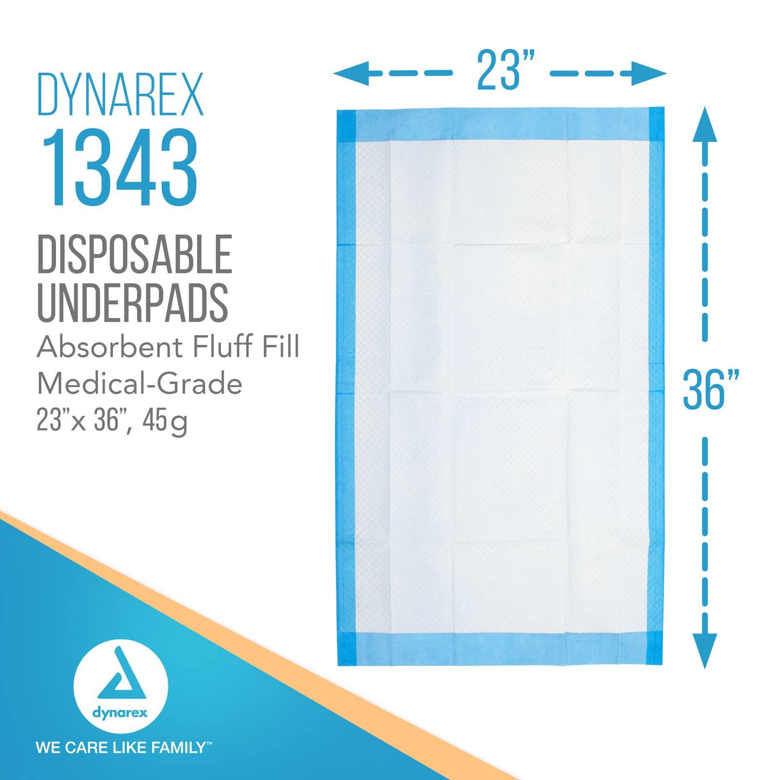 Dynarex Dynarex Disposable Underpads, Medical-Grade Incontinence Bed Pads to Protect Sheets and Mattresses, 23x36 (45g), 1 Case of 150 Pads (3 Boxes of 50)
