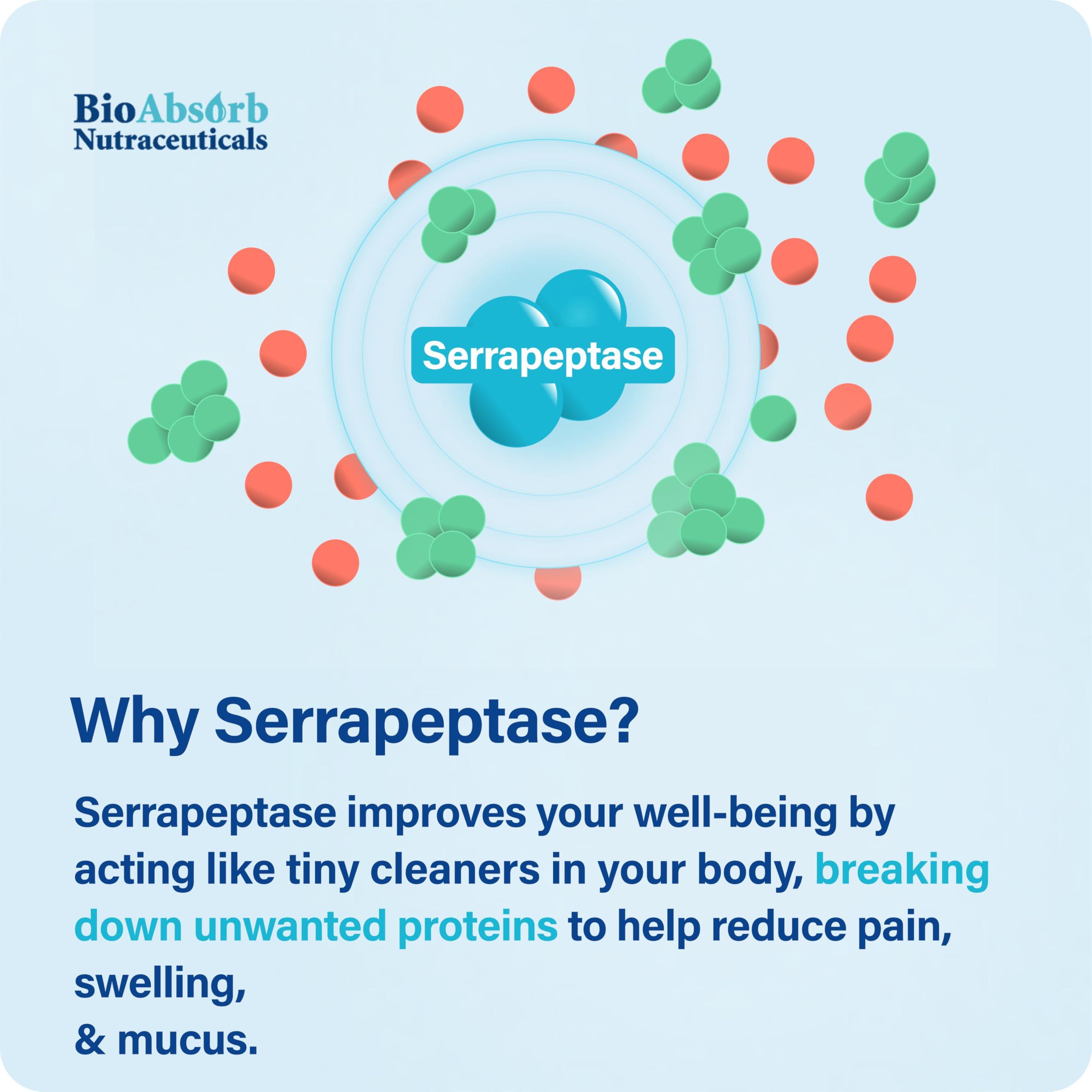 Bio Absorb Nutraceuticals BioAbsorb Serrapeptase Supplement 120000 SPU, High Potency, Delayed Release