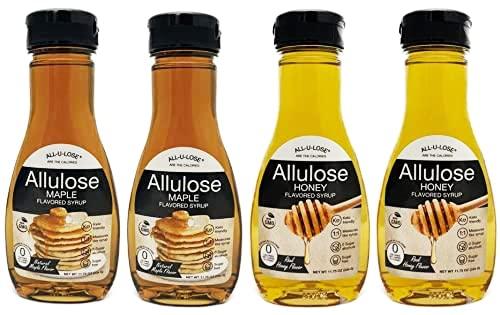 All-u-Lose Maple & Honey (Mixed Pack 2 ea 11.75 oz). All-u-Lose Natural Rare Sugar Sweeteners, Non-GMO Allulose, Honey made with Allulose and Monkfruit