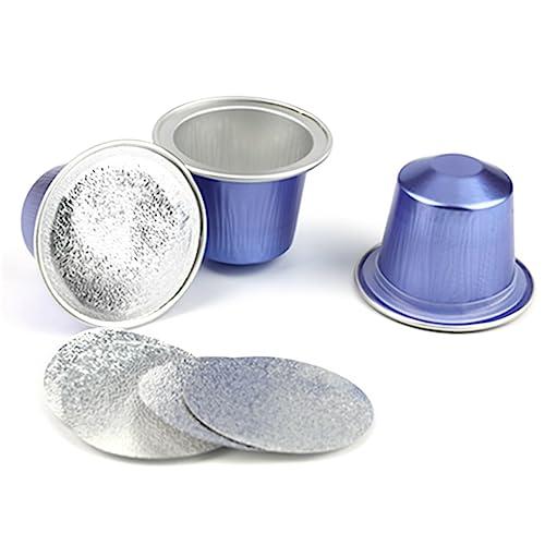 Muloo Muloo 100 Pieces Empty Coffee Capsule Cups Aluminum-Foil Coffee Capsule with Self Adhesive Seal Stickers Disposable Coffee Pods Coffee Capsule Gold