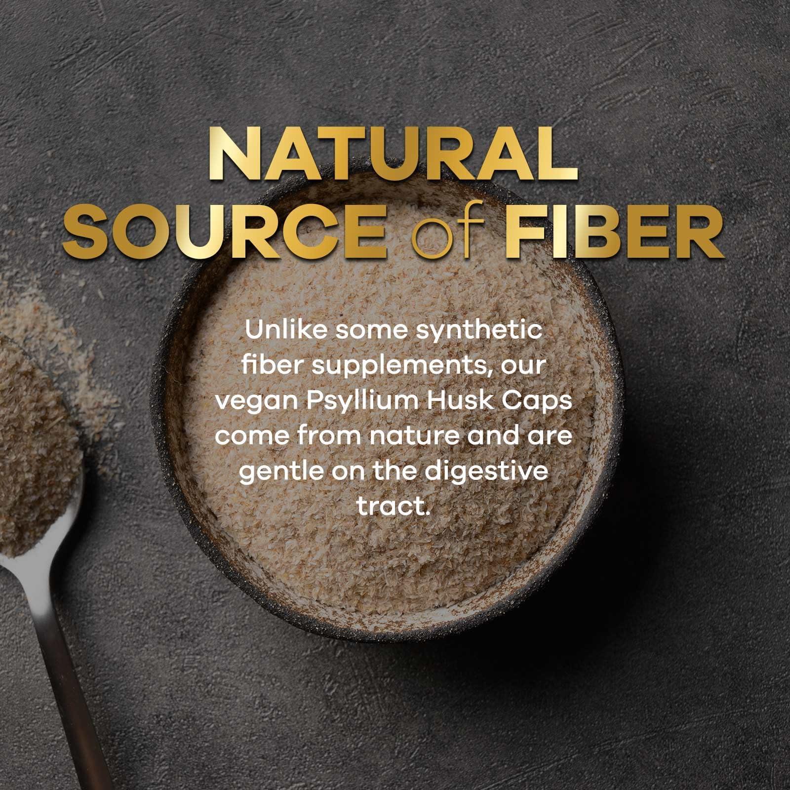 Nature's Nutrition Psyllium Husk Capsules 1500mg, Natural Daily Soluble & Insoluble Fiber, Psyllium Husk Powder Fiber Caps Supports Digestion Colon Health & Regularity, Non-GMO Gluten Free Supplement - 60 Veg Capsules