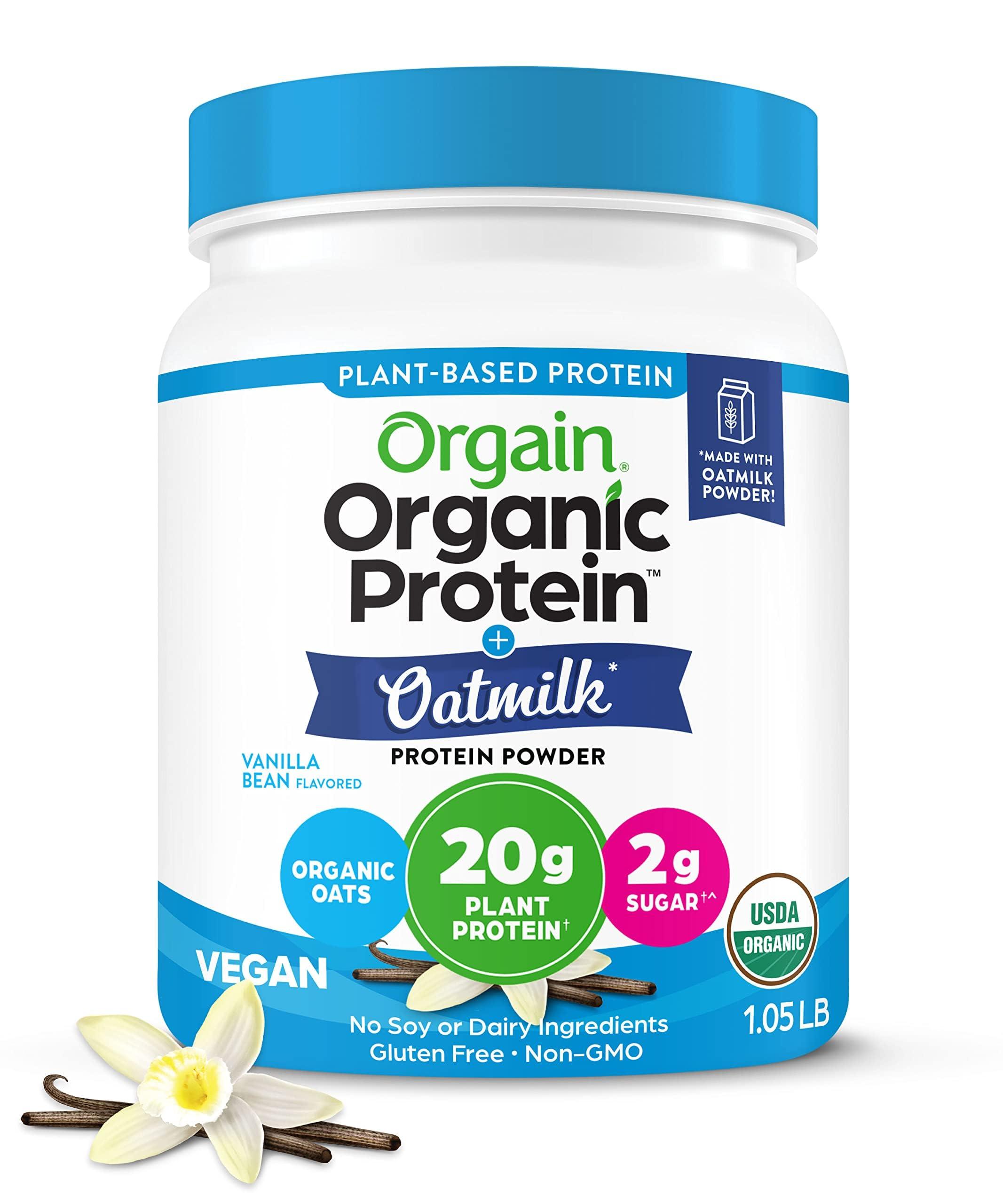Orgain Orgain Organic Vegan Protein Powder + Oat Milk, Vanilla Bean - 20g Plant Based Protein, Gluten Free, No Dairy, Soy or Lactose Ingredients, Low Sugar, Non-GMO, Kosher, For Shakes & Smoothies - 1.05lb