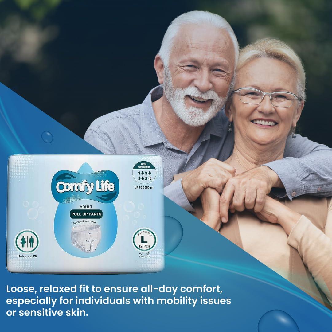 Comfy Life Comfy Life Premium Adult Incontinence Pull Up Diaper Pants 12 Pack High Absorbency (Large)