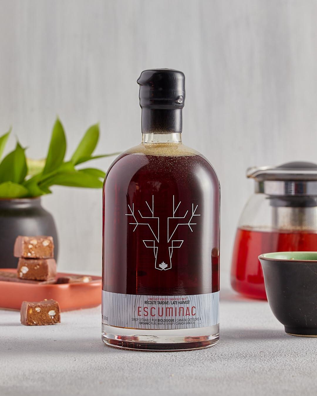 Escuminac Escuminac Late Harvest, Organic Maple Syrup - Canada Grade A 16.9 fl oz - Dark Robust Taste - Authentic & Pure Canadian Maple Syrup - Great Gift