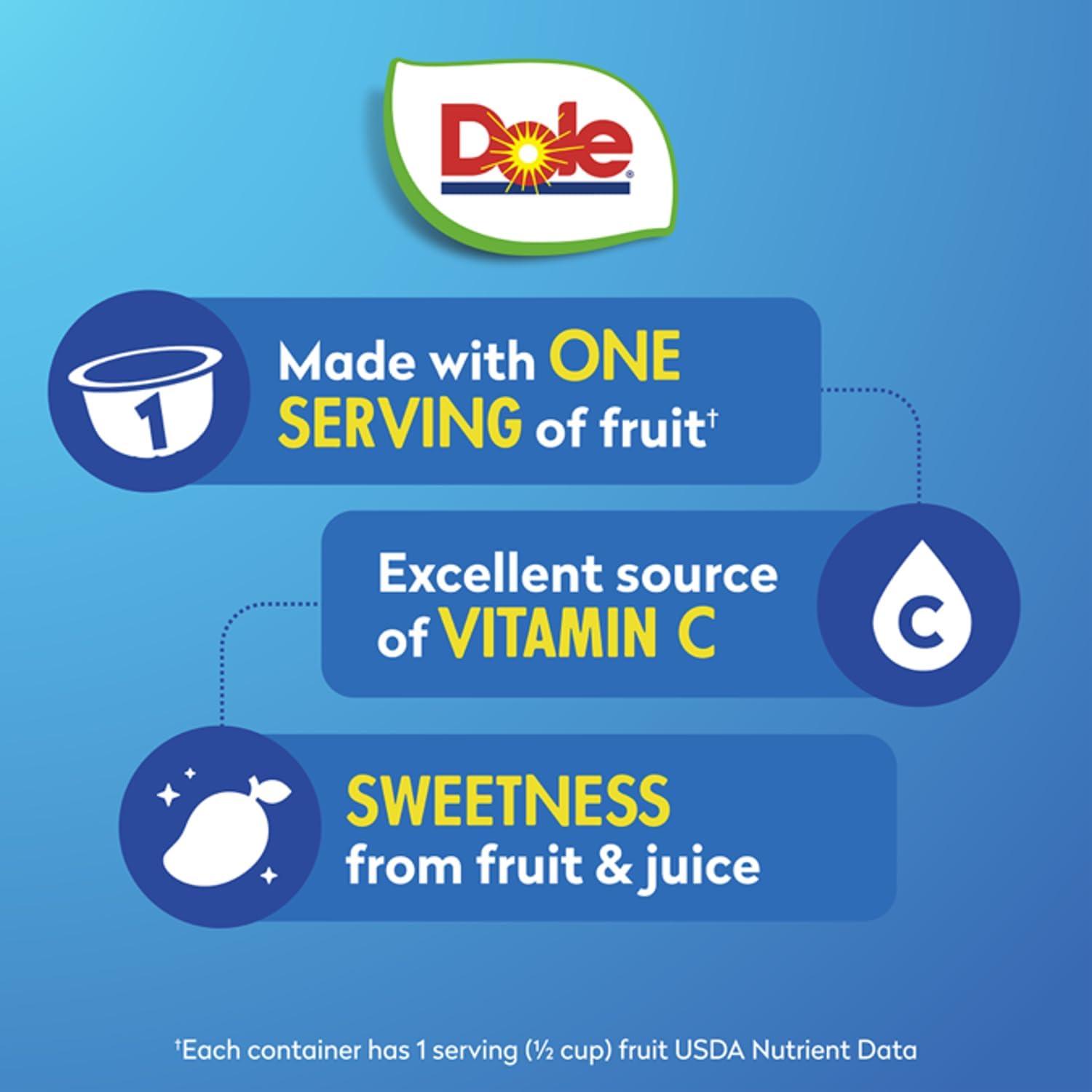 Dole Dole Fruit Bowls Diced Mango in 100% Juice Snacks, 4oz 36 Total Cups, Gluten & Dairy Free, Bulk Lunch Snacks for Kids & Adults