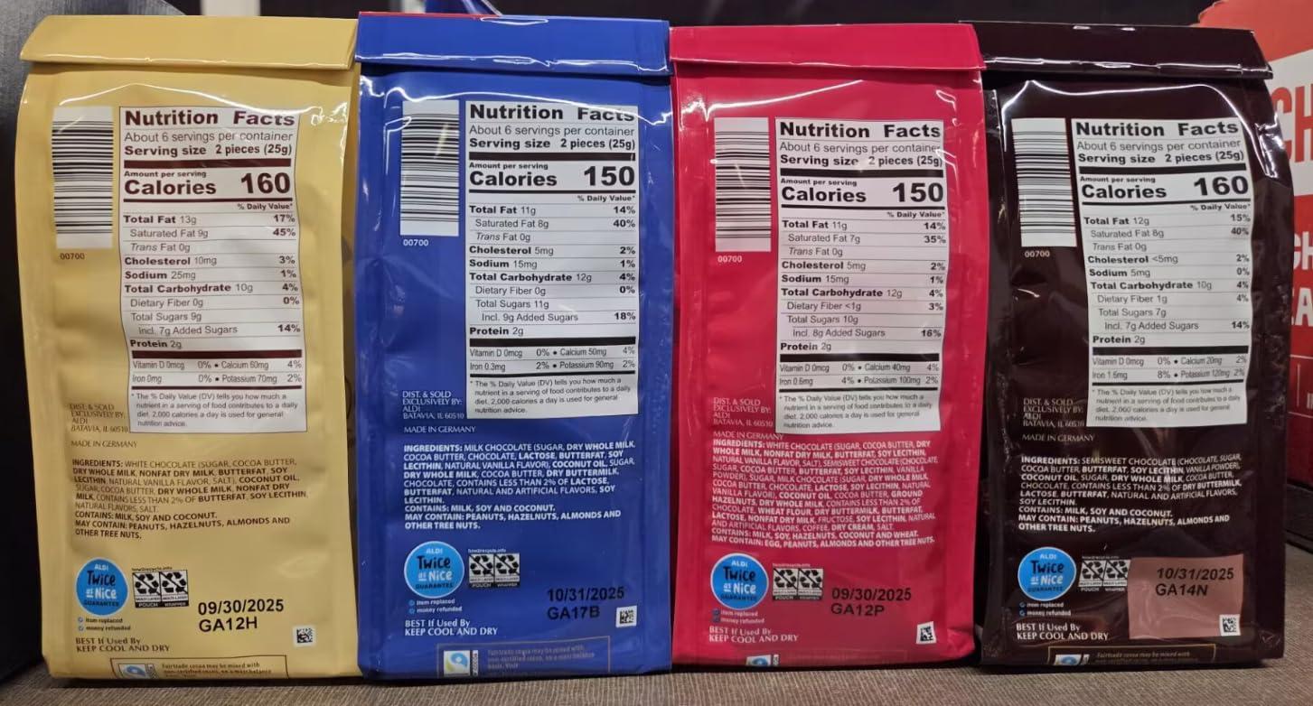 Moser Roth Truffle Generic Private Chocolatiers Moser-Roth Delice Fine Truffles Dark Chocolate 70% Cocoa, Milk Chocolate, White Chocolate, Summer Collection 4.9oz 140g (Four Bags), Full Size