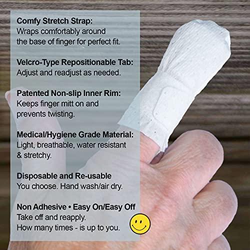 BOUNCEBACK MediMitt FingerMitt Non Adhesive Fingertip and Full Coverage Bandages with Fastening Strap (Large (10 Pack))
