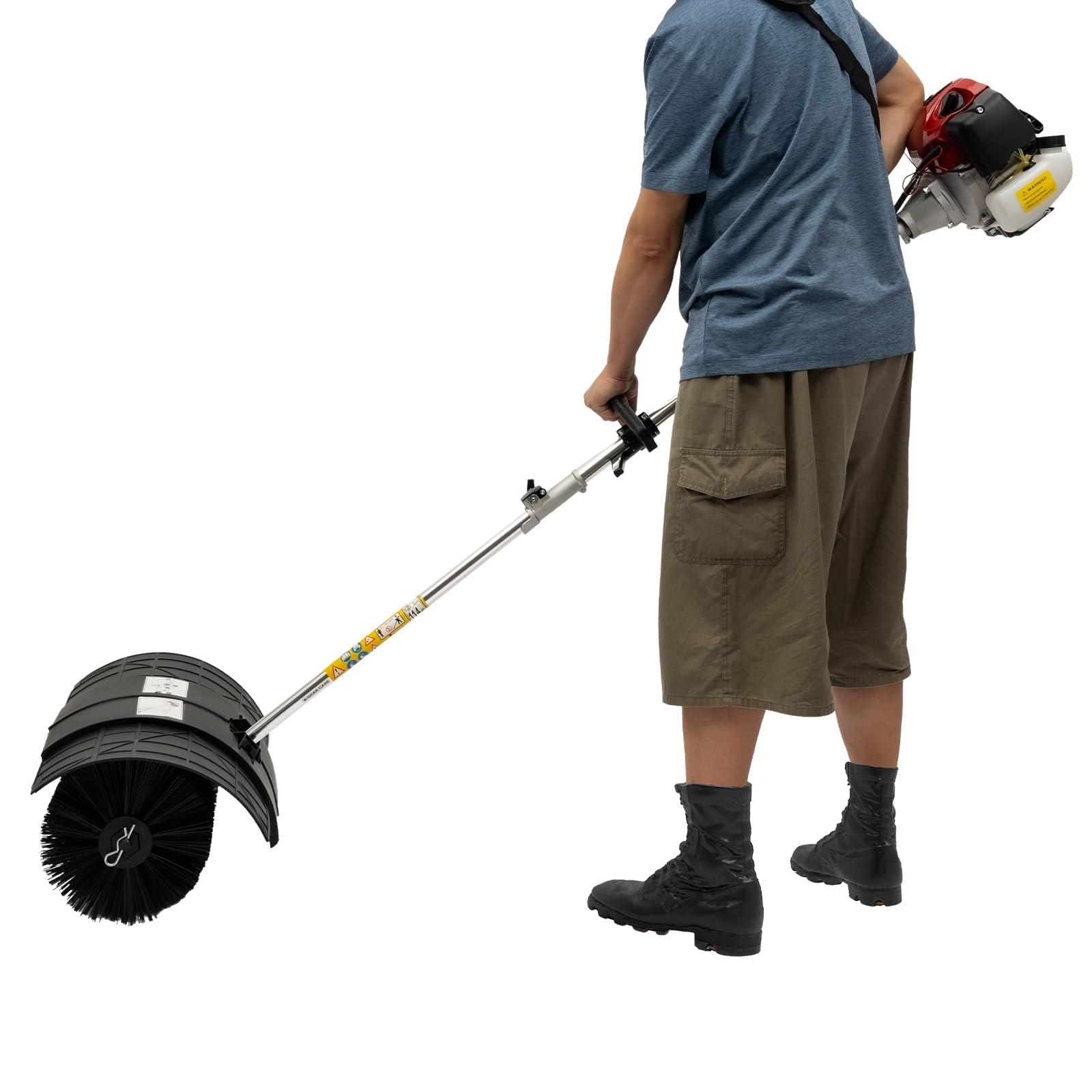 HuaShuani HuaShuani Artificial Grass Brush Electric Broom, Hand-Held Gas Sweeper 52cc 2.3 HP, Portable Nylon Brush Sweeper 2 Stroke 1700W, Gasoline Powered Cleaning Tools for Sweeping The Driveway Lawn