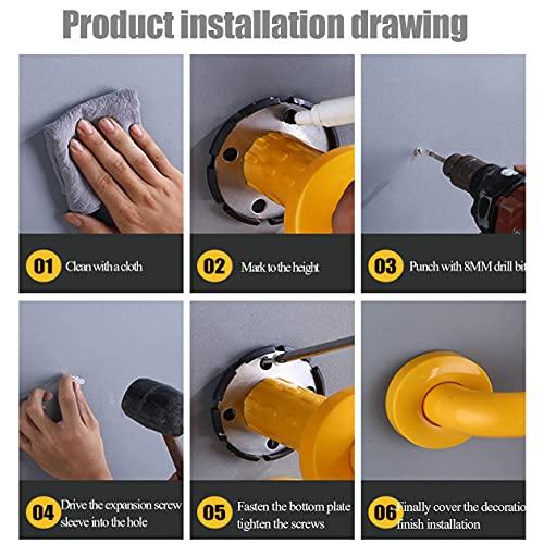 WZFANJIJ WZFANJIJ Shower Handle, Suction Cup Grab Bars for Bathroom, Grab Bars for Bathtubs and Showers - Assist Balance Handrail for Tub - Elderly, Seniors, Handicap, Disabled,Yellow-60cm