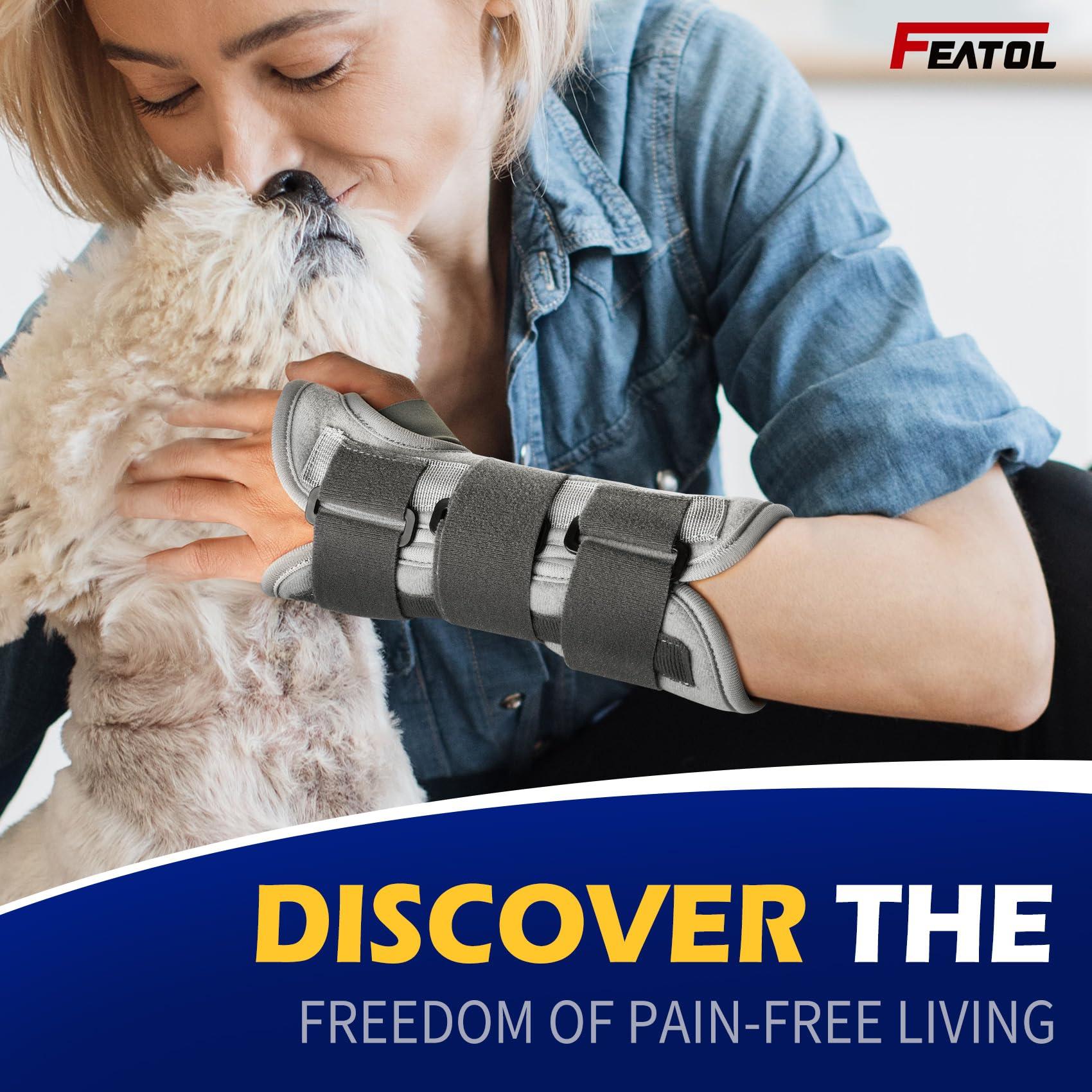 FEATOL FEATOL Wrist Brace Splint Carpal Tunnel for Women Men, Night Wrist Sleep Support Brace, Right Hand, Medium/Large, Pain Relief for Sprain, Carpal Tunnel, Syndrome,Arthritis, Tendonitis