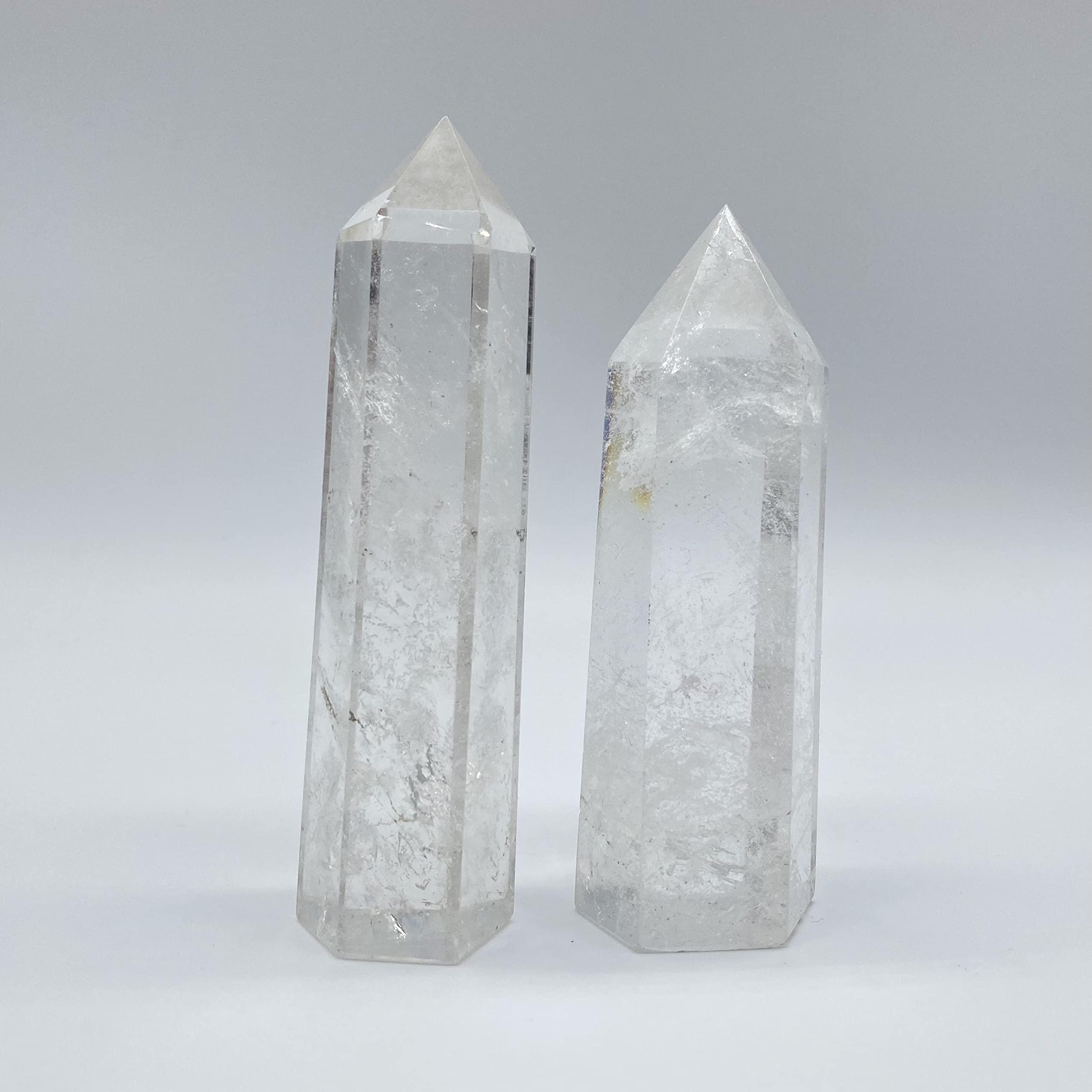 N\C Natural Clear Quartz Healing Crystal Tower Crystal Obelisk Wand Point Reki Chakra Stone Meditation Crystal Home Decor