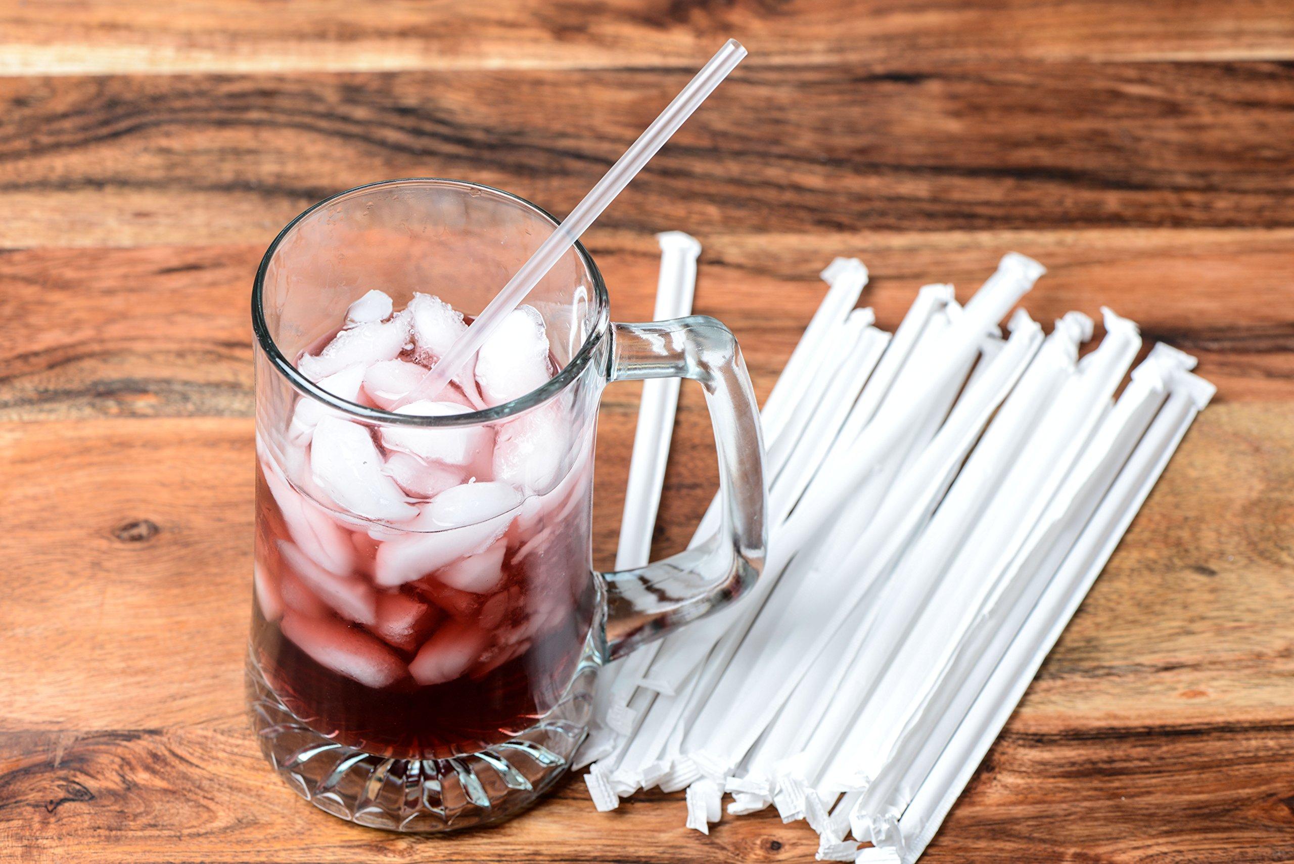 EcoQuality Individually Wrapped Clear Plastic Drinking Straws 500/Box - Disposable Clear Straws, BPA Free Plastic, Cold or Hot Drinks - Soda Straws, Party Straws, Birthday Parties, Catering (9)