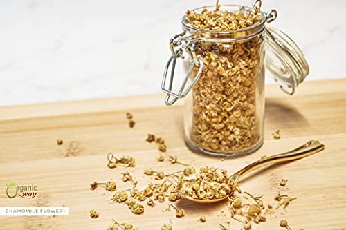 Organic Way Organic Way Chamomile Flower Whole (Matricaria chamomilla) - Herbal Tea | European Wild-Harvest | Kosher & USDA Certified | Vegan, Non-GMO & Gluten Free | 100% Raw from Albania (1/4LBS / 4Oz.)