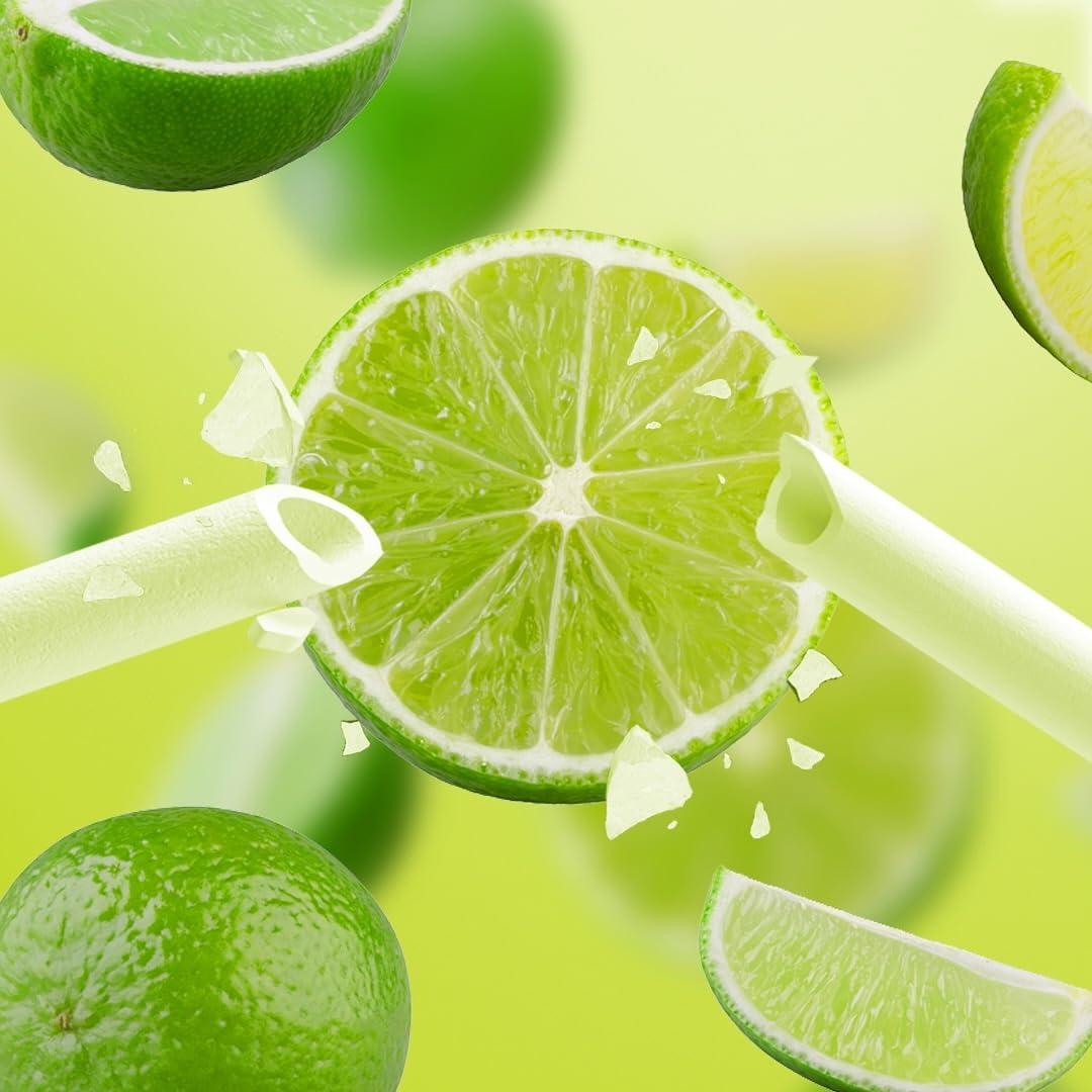 SORBOS Sorbos Edible Straws, Lime Flavored, Sustainable, Individually Packaged, No Plastic, No Allergens, No Gluten, No PFAS, 100 Percent Biodegradable, 9.4 inches long (Pack of 200)