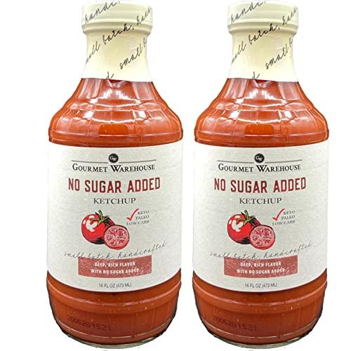 Gourmet Warehouse Gourmet Warehouse No Sugar Added Ketchup, Handcrafted In Small Batches Gluten-Free, HFCS-Free, Keto Friendly Delicious Sauce 16 Ounces Bottle (Pack of 2)